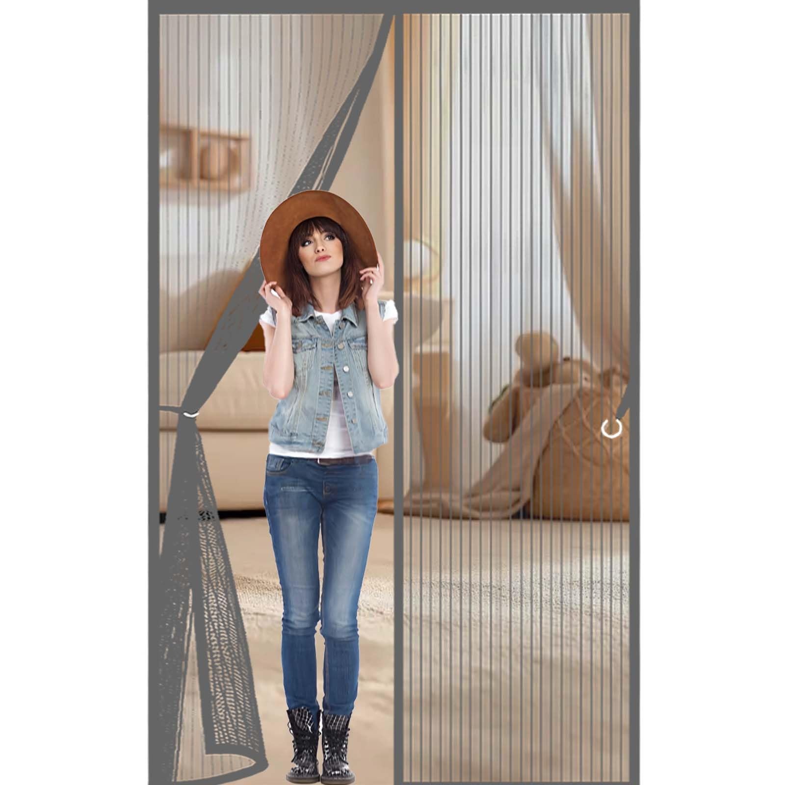 Feijdon Grey Magnetic Fly Screen Door 100X210cm(Widthxhigh) Durable, Keeps Bugs Out, Kid And Pet Friendly Magnetic Door Curtains Fly Screen Lets Fresh Air In, Hundreds Of Sizes,