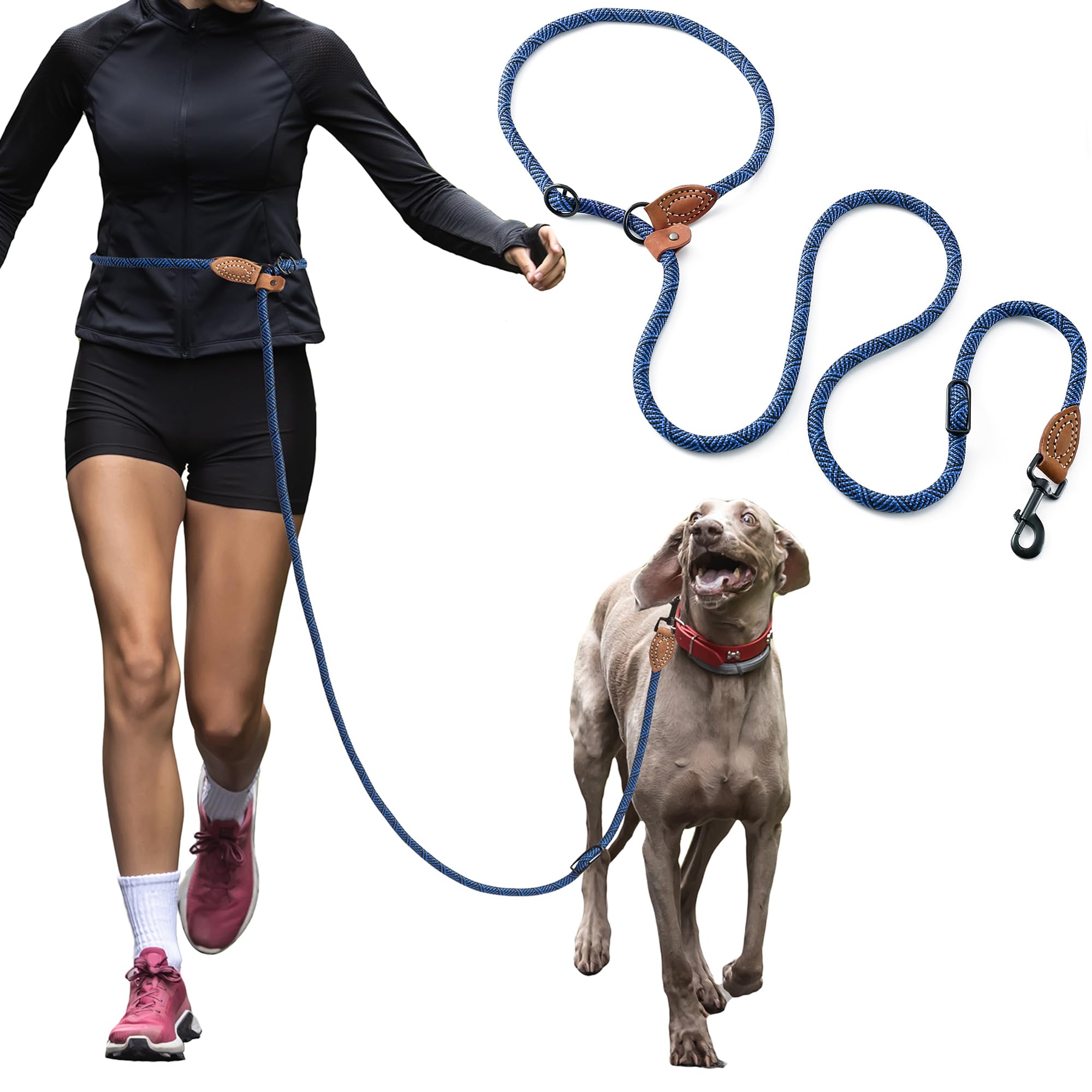 Mile High Life | Longue Laisse Chien En Corde | Laisse Mains Libres | Laisse Lasso | Avec Fermoir Résistant En Métal(Blue, 244 CM )