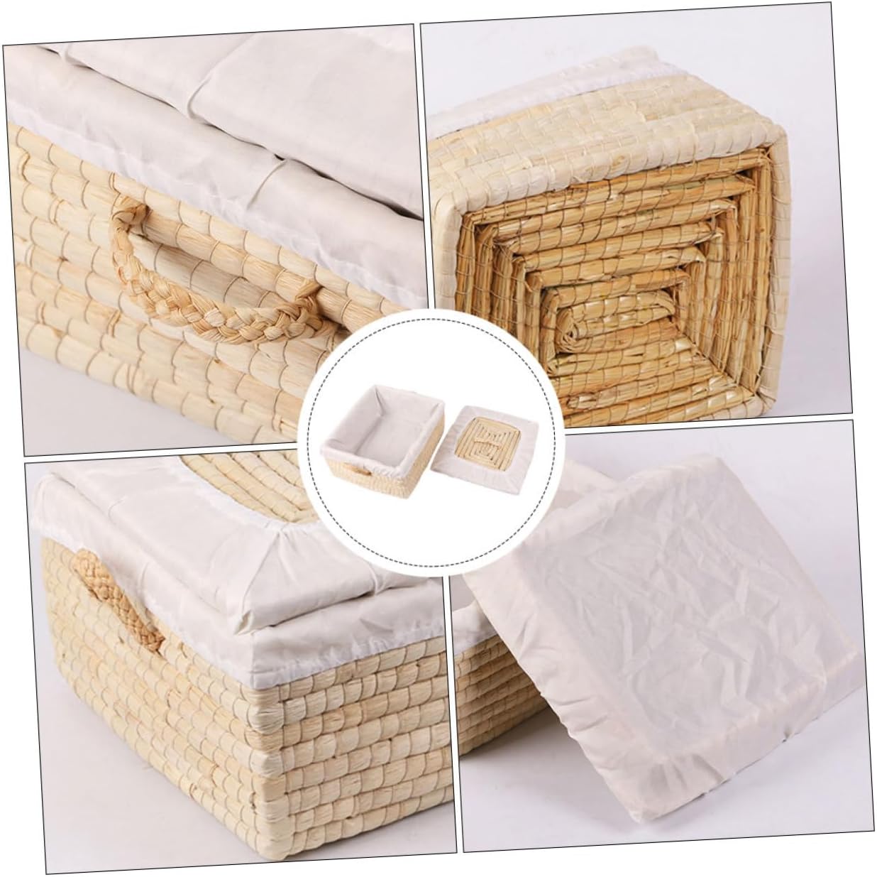 TOYANDONA Woven Bread Basket with Lid, 25x30x14cm Straw Braided Bun Storage Basket, Insulated Egg Container and Kitchen Organizer for Homemade Bread and Food Serving