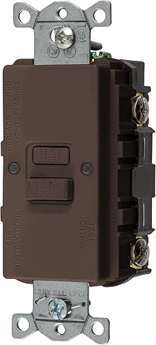 Bryant Electric GFBFST20 Receptáculo GFCI sin rostro de autoprueba comercial y residencial de 20 amperios y 125 V, marrón