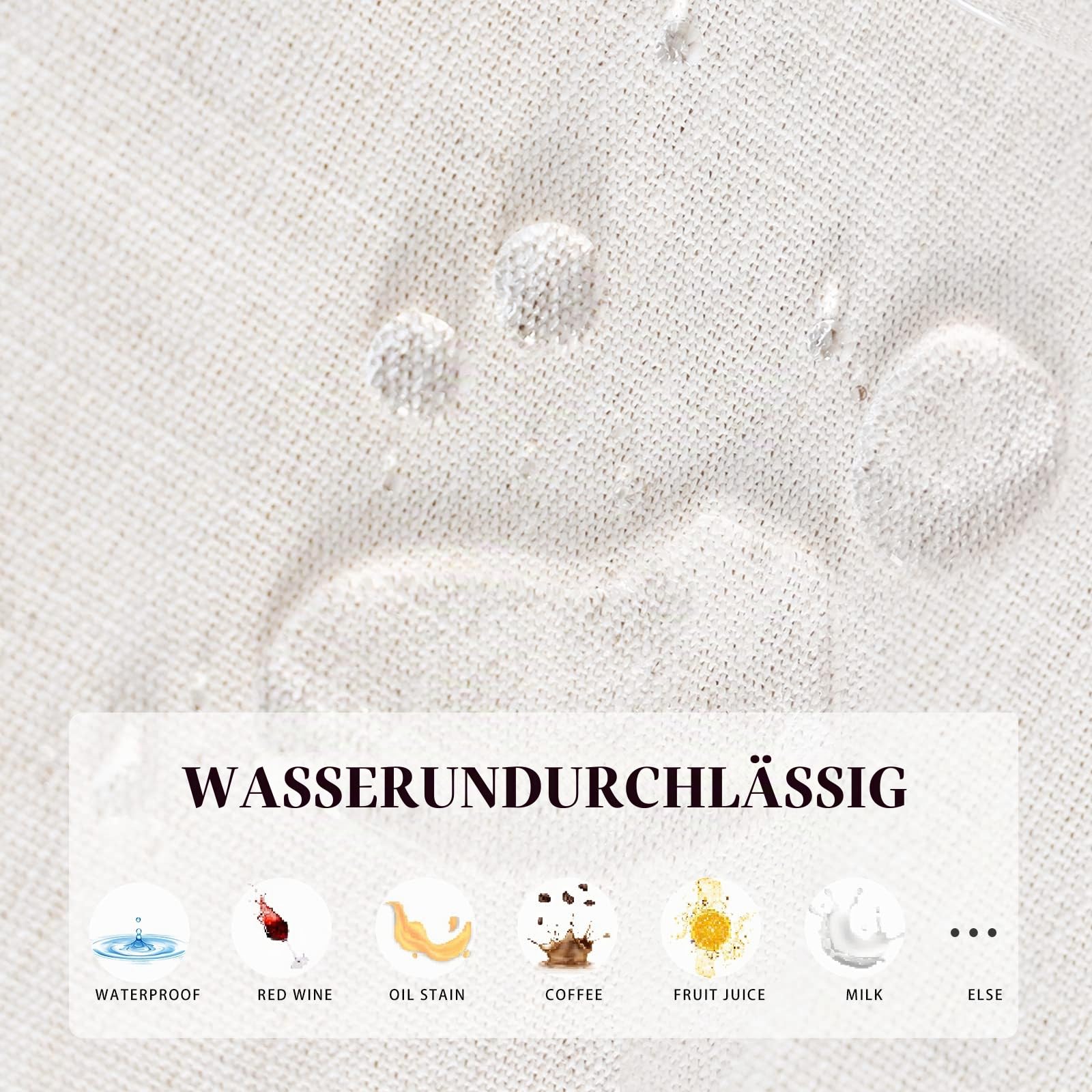 SUNBEAUTY Leinen Tischdecke wasserdichte Abwaschbar Rechteckig Baumwolle Tischtuch Elegant Tischwäsche wasserdichte Tischdecke 140x200 cm für Home Küche Speisetisch Dekoration