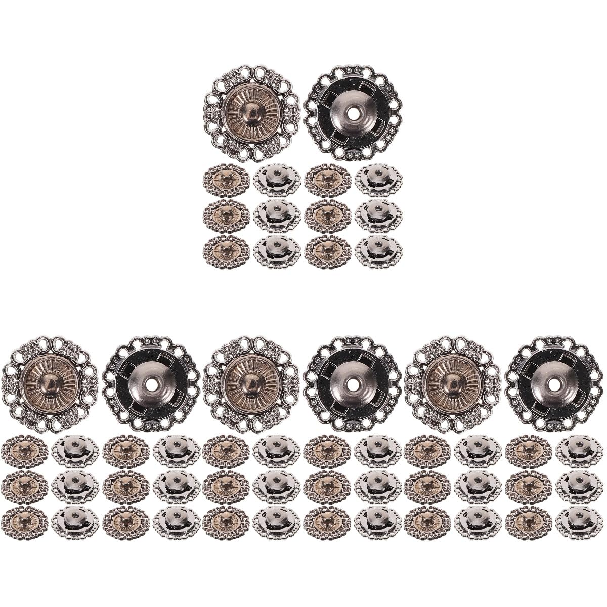 Uonlytech 4 Sätze Druckknöpfe Vintage Nähknopf Knöpfe Für Blazerknöpfe Tasten Zucht Stoffknöpfe Kleidung Klein Nieten Pulloverknöpfe Schnappdruckknopf Schwarz Zinklegierung 25 Stück * 4