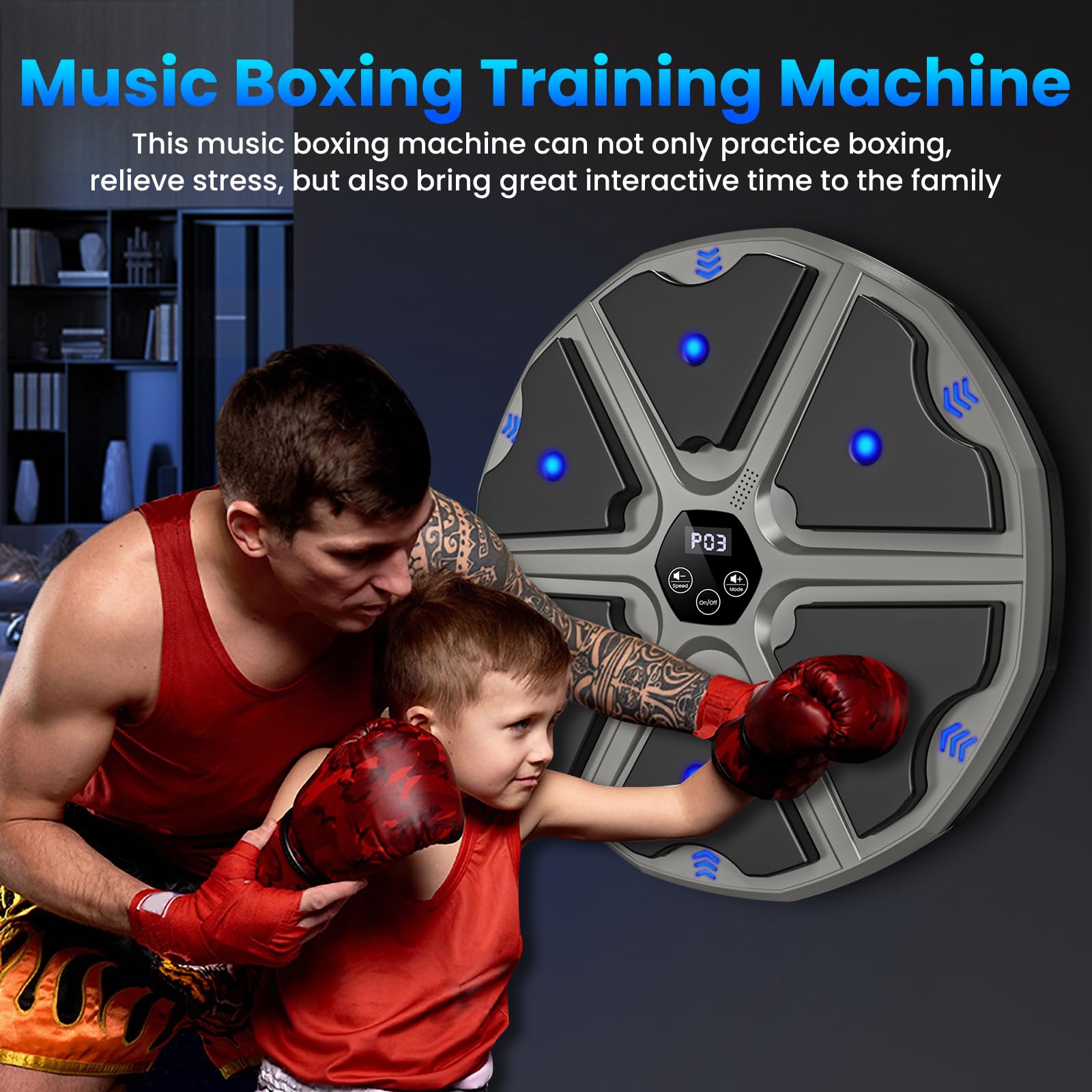 Music Boxing Machine, Elektronische Boxmaschine mit Musik, Boxing Machine mit Boxhandschuhen, Bluetooth, 9 Geschwindigkeits und Trainingsmodi, Zählmodus, Musik Box Maschine für Erwachsene