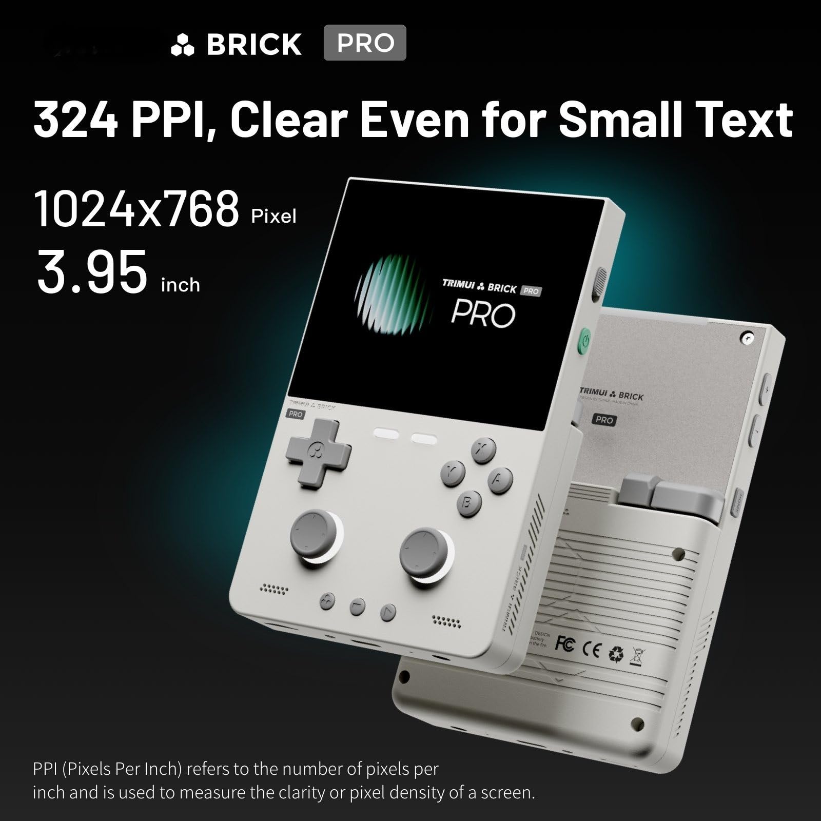 Console di gioco portatile retrò Brick Pro con scheda TF da 64 GB, display IPS completamente laminato da 10 cm, dispositivo di gioco Linux Open‑Source, joystick a doppio effetto Hall, batteria da 5000