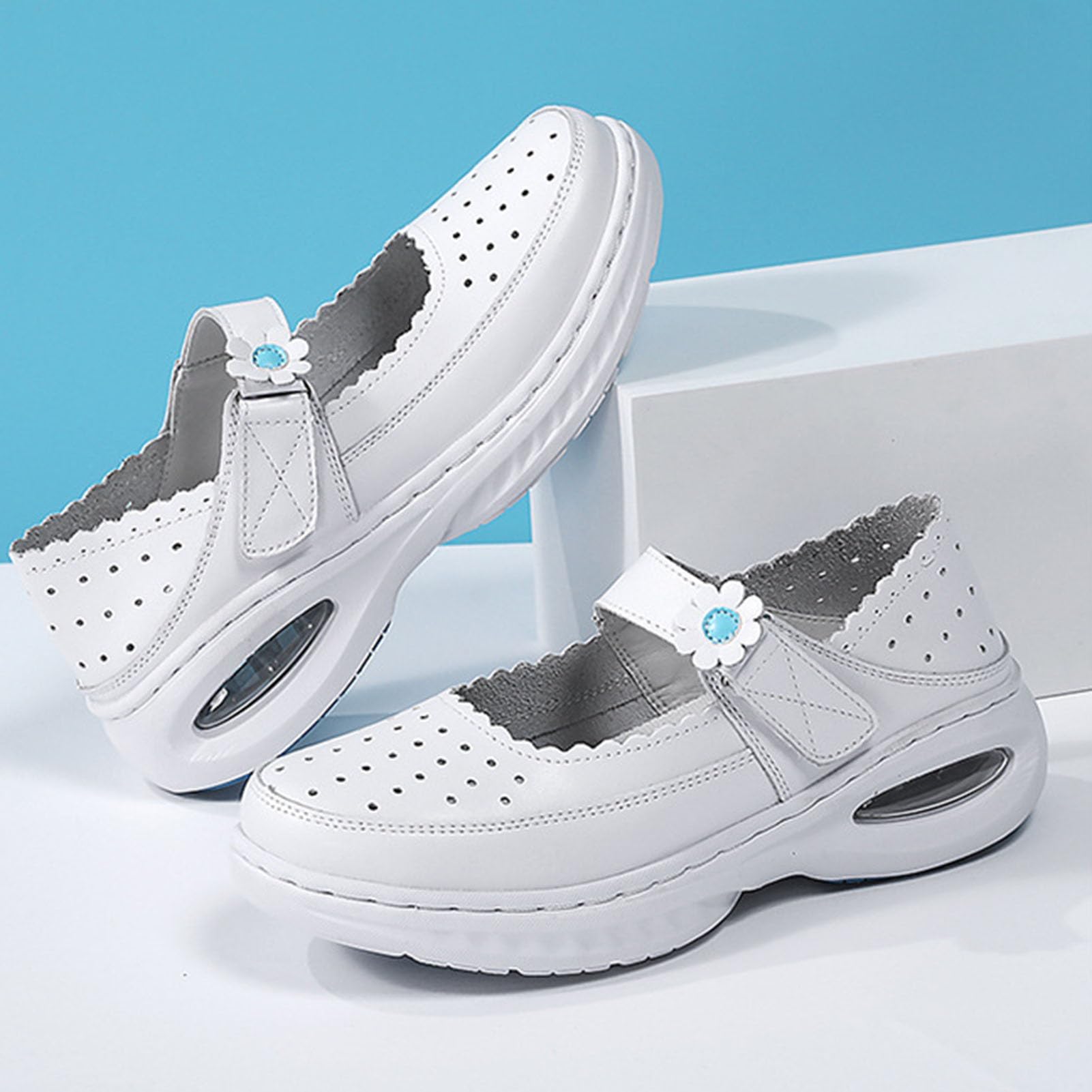 Chaussures d'infirmière légères pour Femmes, en Cuir antidérapant, Confortables pour Rester Debout Toute la journée