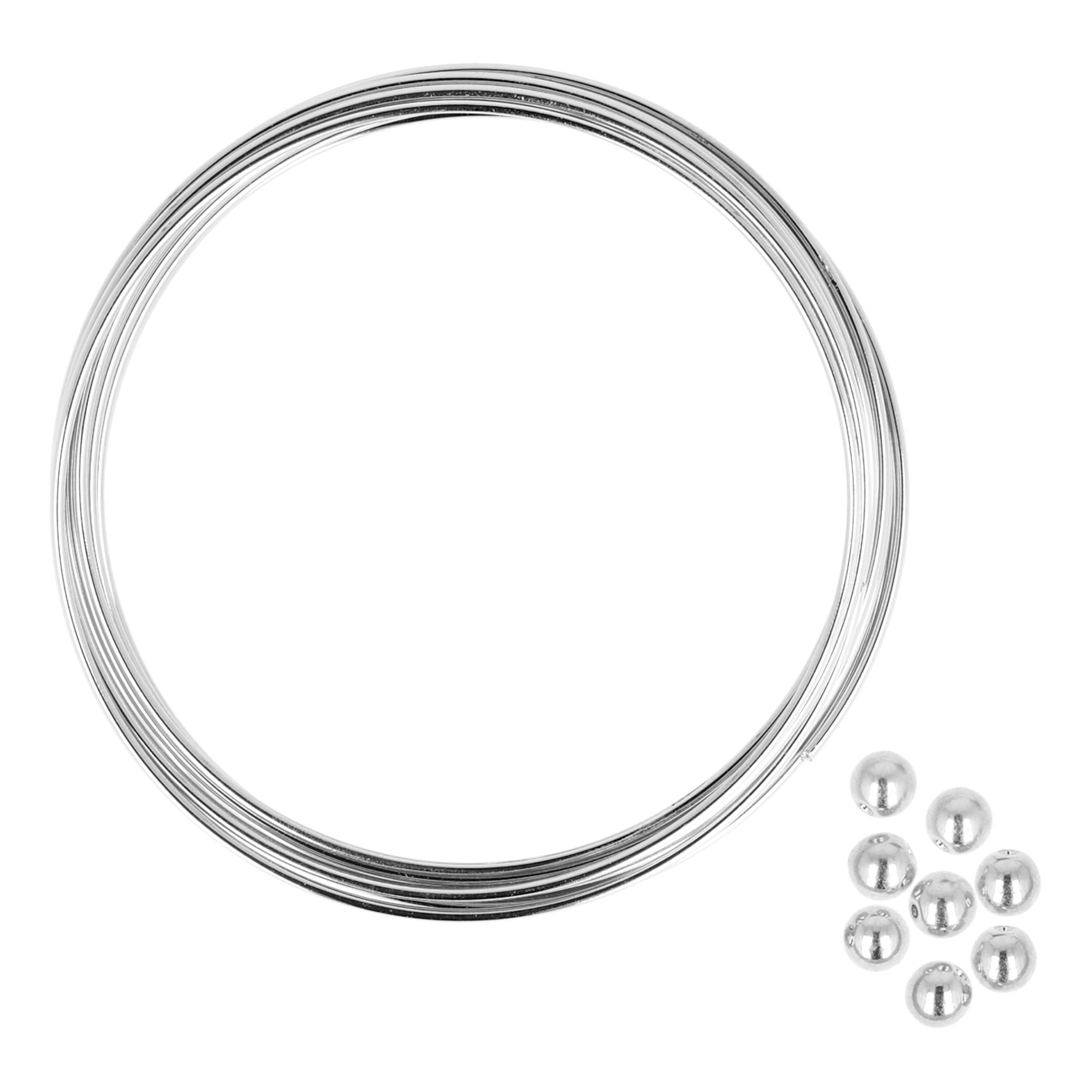 The Beadsmith Zestaw przewodu pamięciowego i zaślepek – posrebrzane, grubość 1 mm, średnica 60 mm, 12 zwojów bransoletek z 8 zaślepkami, gruby rozmiar, zestaw do produkcji biżuterii,