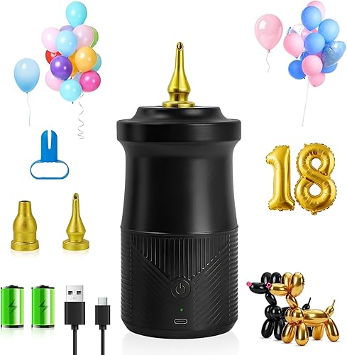 Miniatura 10 de IDAODAN - Bomba eléctrica de globos, máquina sopladora eléctrica portátil de globos, bomba de aire de globos, boquilla doble, color rojo rosa, 110