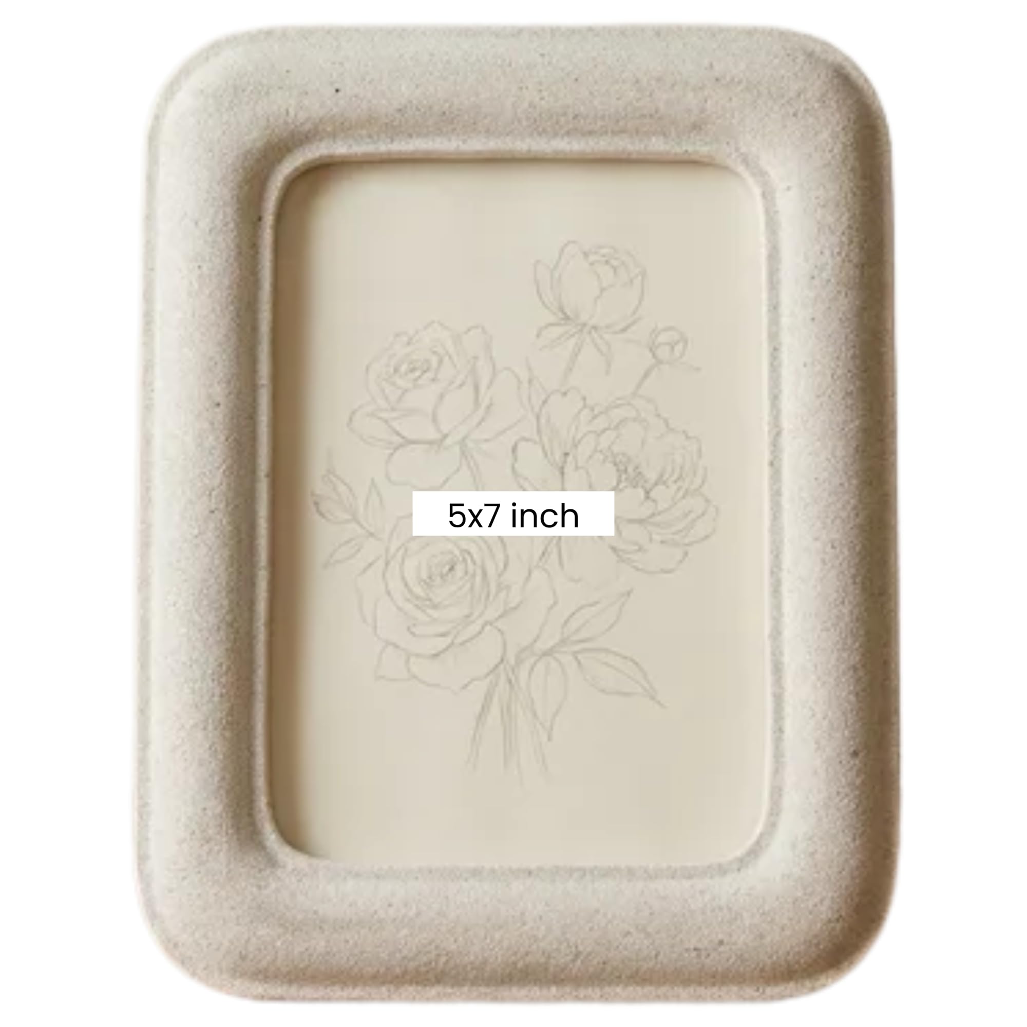 Concepts Pack of 1-5x7 White Rounded Stone Look Resin Photo Frame | Elegant Natural Textured Picture Frame for Modern Interiors