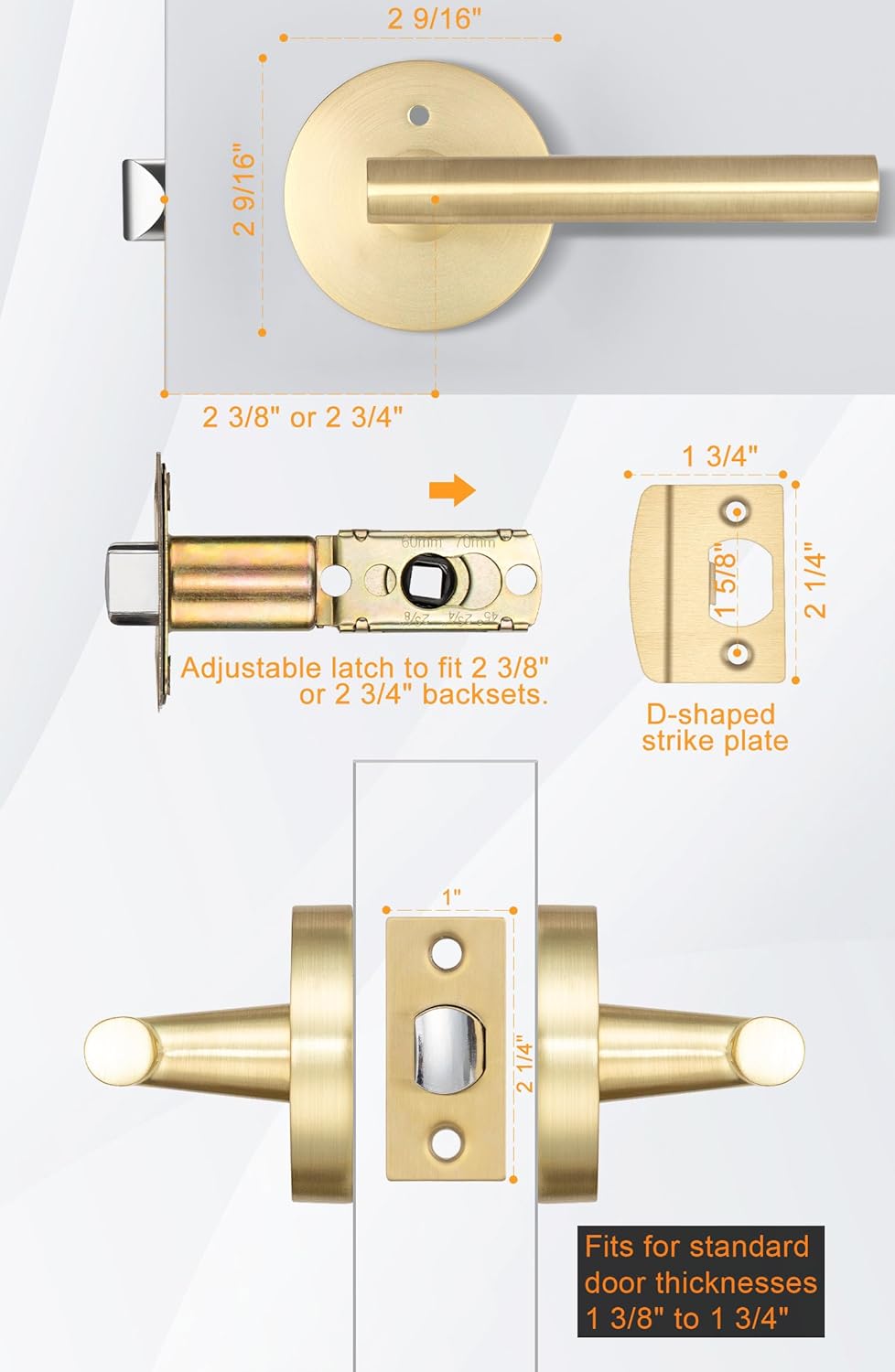 goldenwarm 7 Pack Gold Interior Door Handles