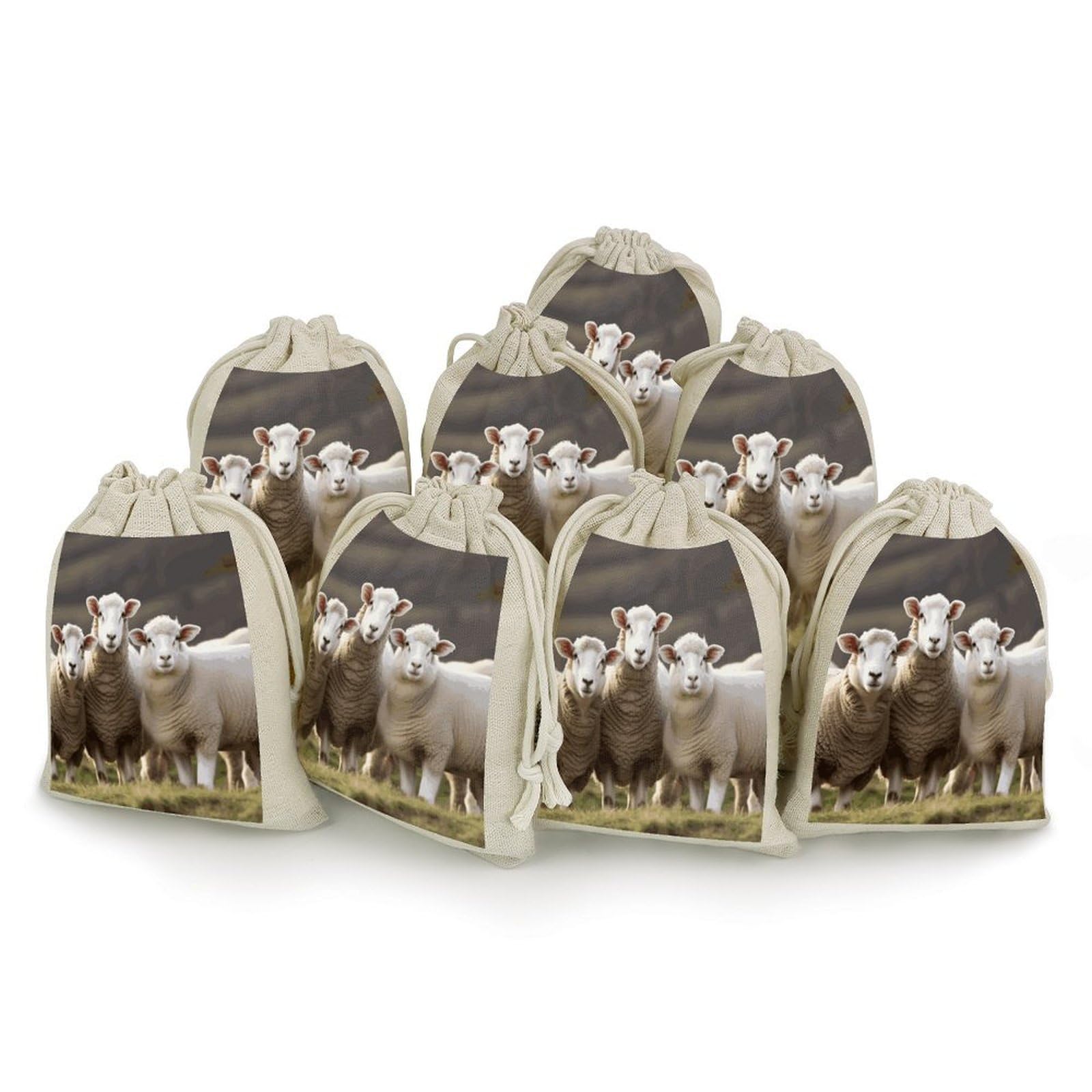 Adfgyerh Style Sheep And Lambs Bags With Drawstring Reusable,Jewelry Bags 4.9 X 6.7 Inch, Set Of 8,Gift Bags For Party Wedding Storage Home Supplies