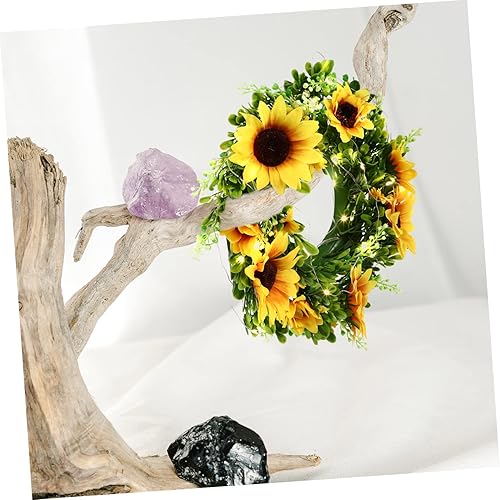 Miniatura 8 de Guirnalda de girasoles con luces para puerta de Acción de Gracias, coronas de girasol, coronas de girasol para puerta delantera, corona de puerta