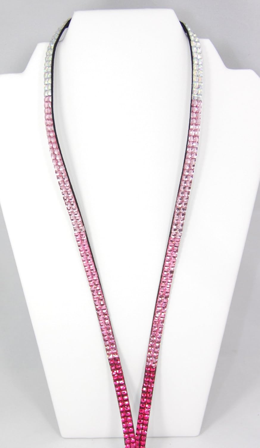 Pink Fade Crystal Lanyard Keychain Card Holder