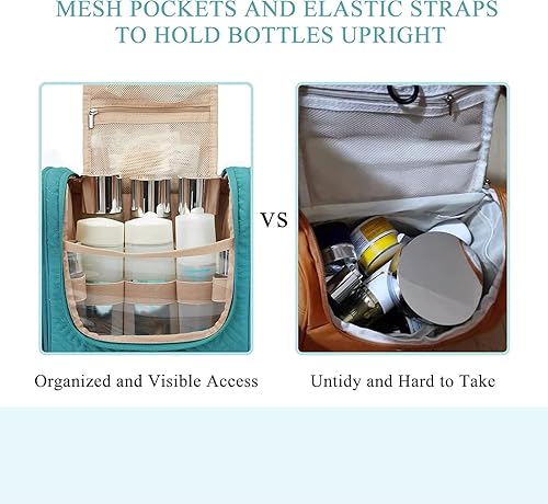 Miniatura 3 de BAGSMART - Estuche de viaje para cosméticos y artículos de aseo personal a prueba de agua con gancho para colgar, neceser organizador de viaje para