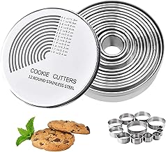 Round Cookie Cutters Set,12 Stainless Steel Circle Biscuit Cutters Donut Cutter Set for Baking Dough Pastry Biscuit Molds