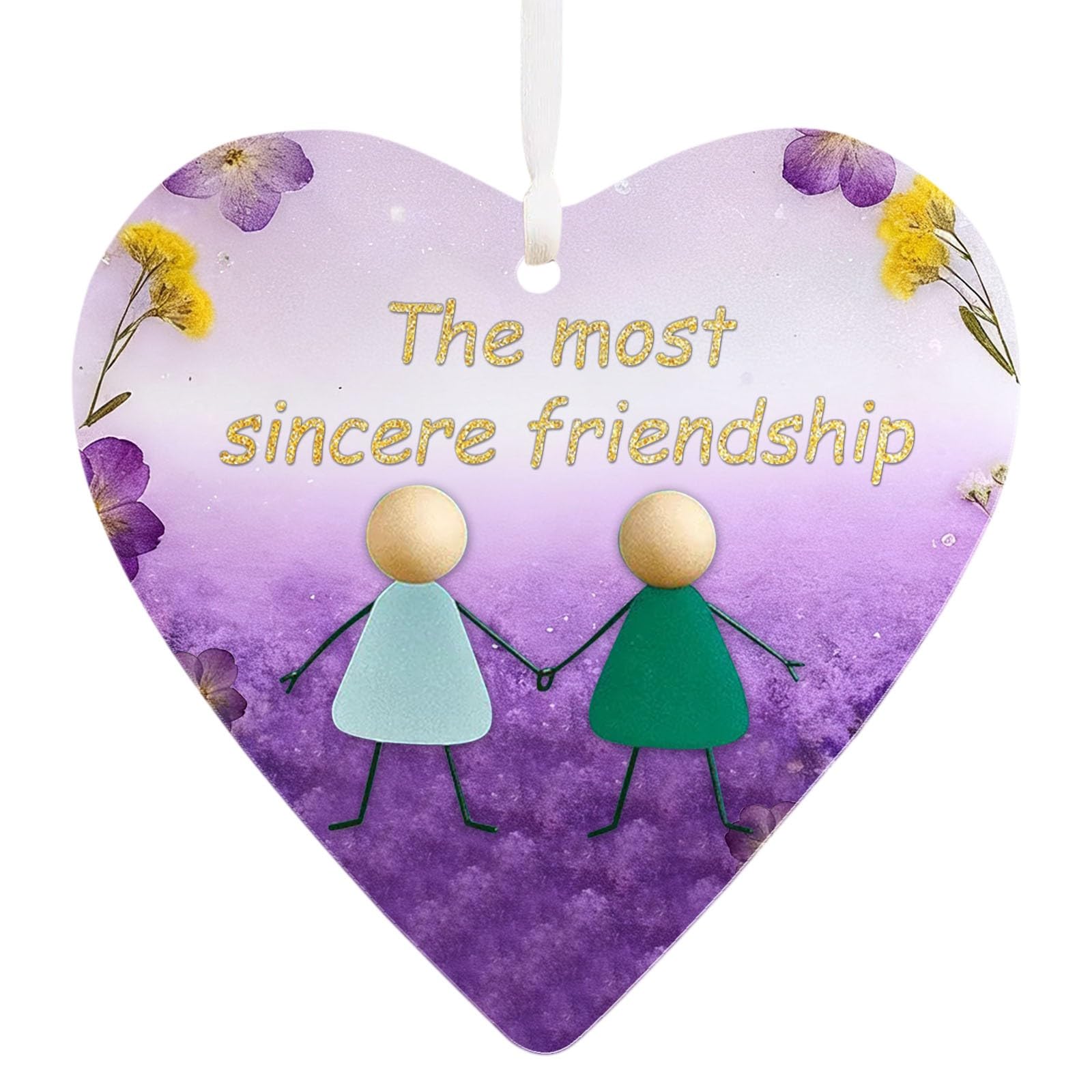 Acrylic Heart Shaped Friendship Ornament, Handmade Sea Glass Decor, Sincere Friendship Souvenir for Christmas, 10cm Hanging Decoration for Friends Unique Keepsake Gifts (Heart-07)