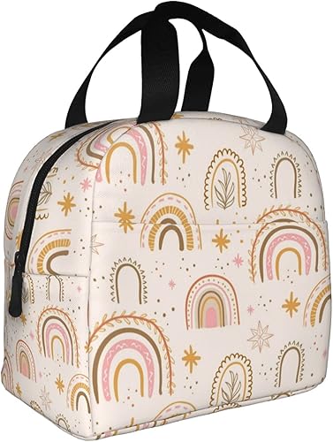 Miniatura 2 de Ucsaxue Lonchera estética bohemia con diseño de arco iris, reutilizable, bolsa de almuerzo aislada para picnic, bolsas de viaje, contenedor escolar