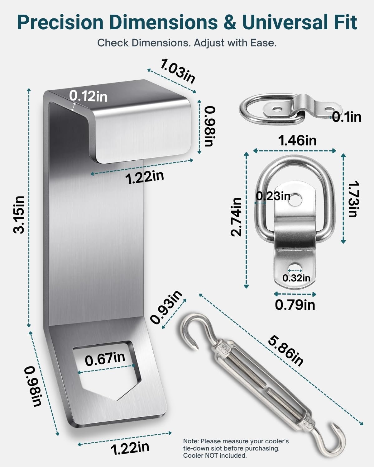 2-Pack Cooler Lock Bracket with Retractable Cable & Turnbuckle - Heavy Duty Stainless Steel Security Kit for Yeti/RTIC Tundra/Hopper Series Coolers