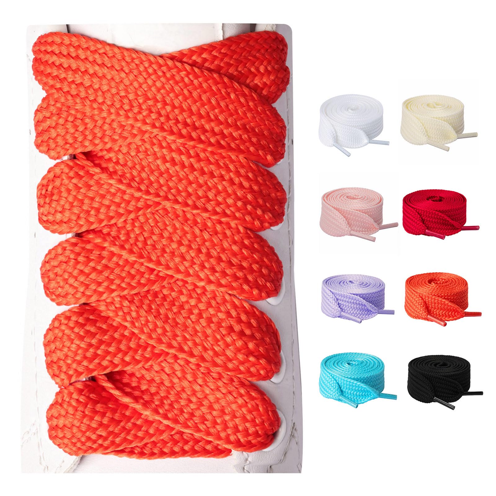Olukssck 2 Paar 20mm Breite Dicke Schnürsenkel, Reißfeste Flach Schuhbänder für Sneakers, Sportschuhe, Turnschuhe, Freizeitschuhe, Orange, 140cm