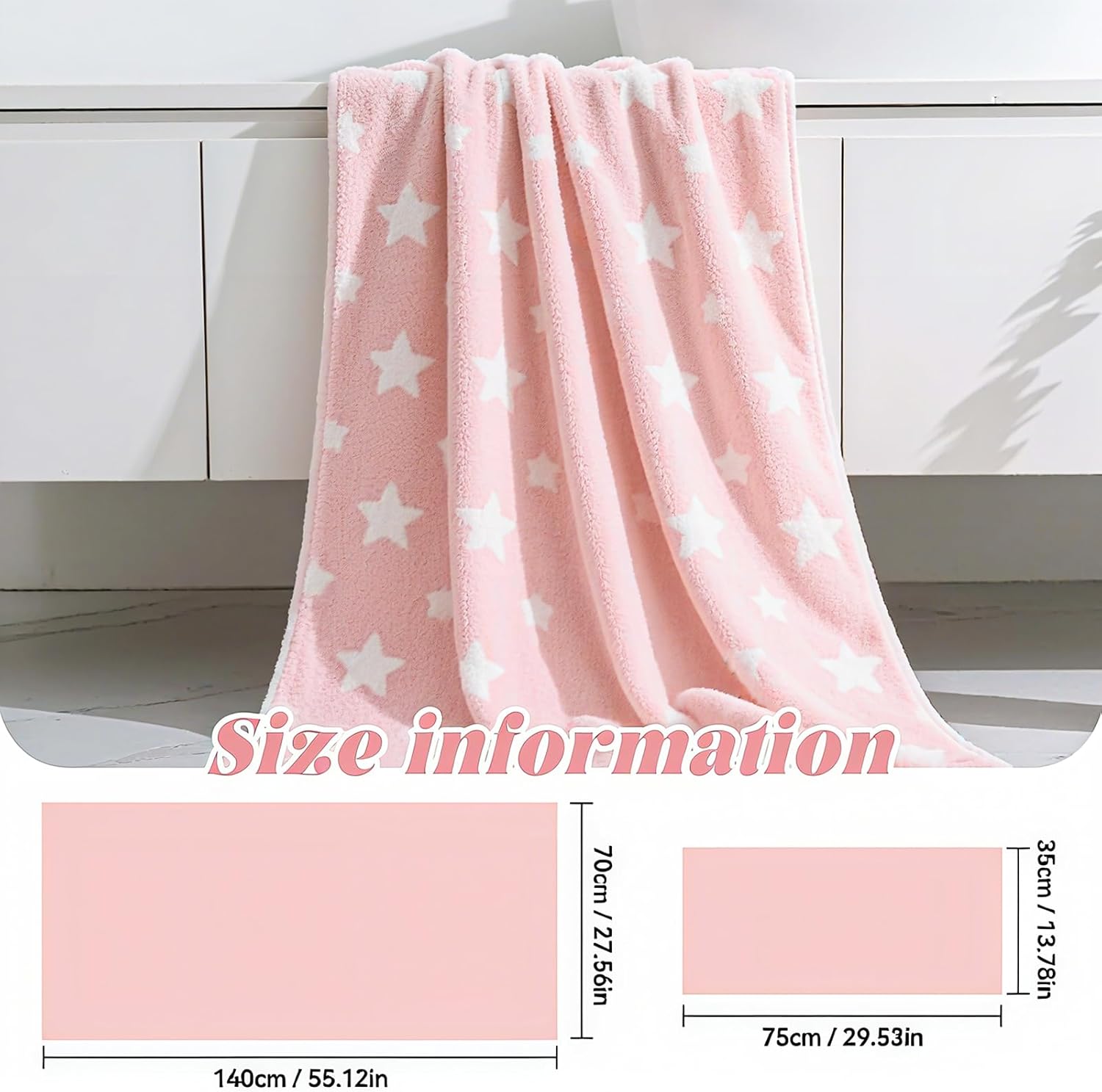 Pink Women's Bath Towels,Soft, Absorbent and Quick Drying Microfiber Bath Towels Set of 2 ,27.5x55 inch Star Patterned Bath Towel and 13.7x29.5 inch Hand Towel, Suitable for bathrooms, Gyms, Swim - Image 3