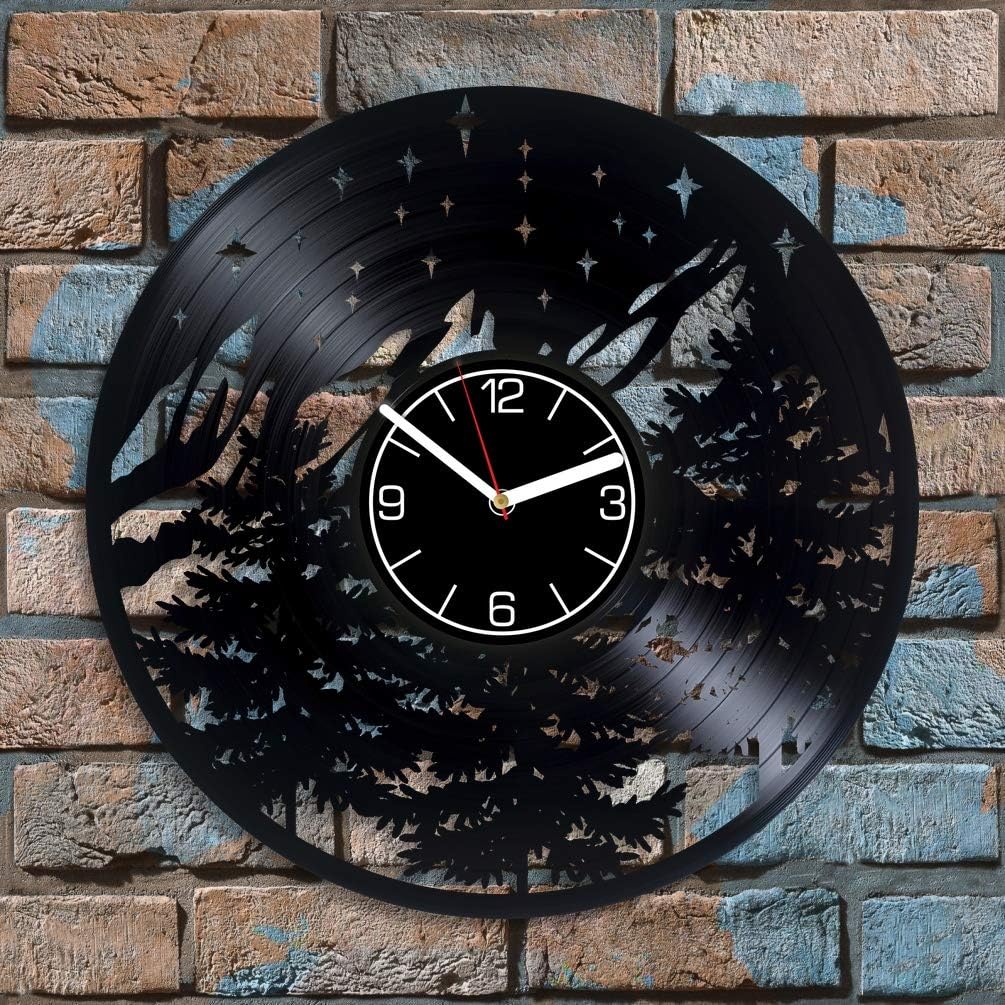 Forest Vinyl Record Wall Clock Nature Decoration 12 inch Wall Clock Mountains Art Birthday Gift for Her Forest Wall Art Nature Wall Clock Modern Forest