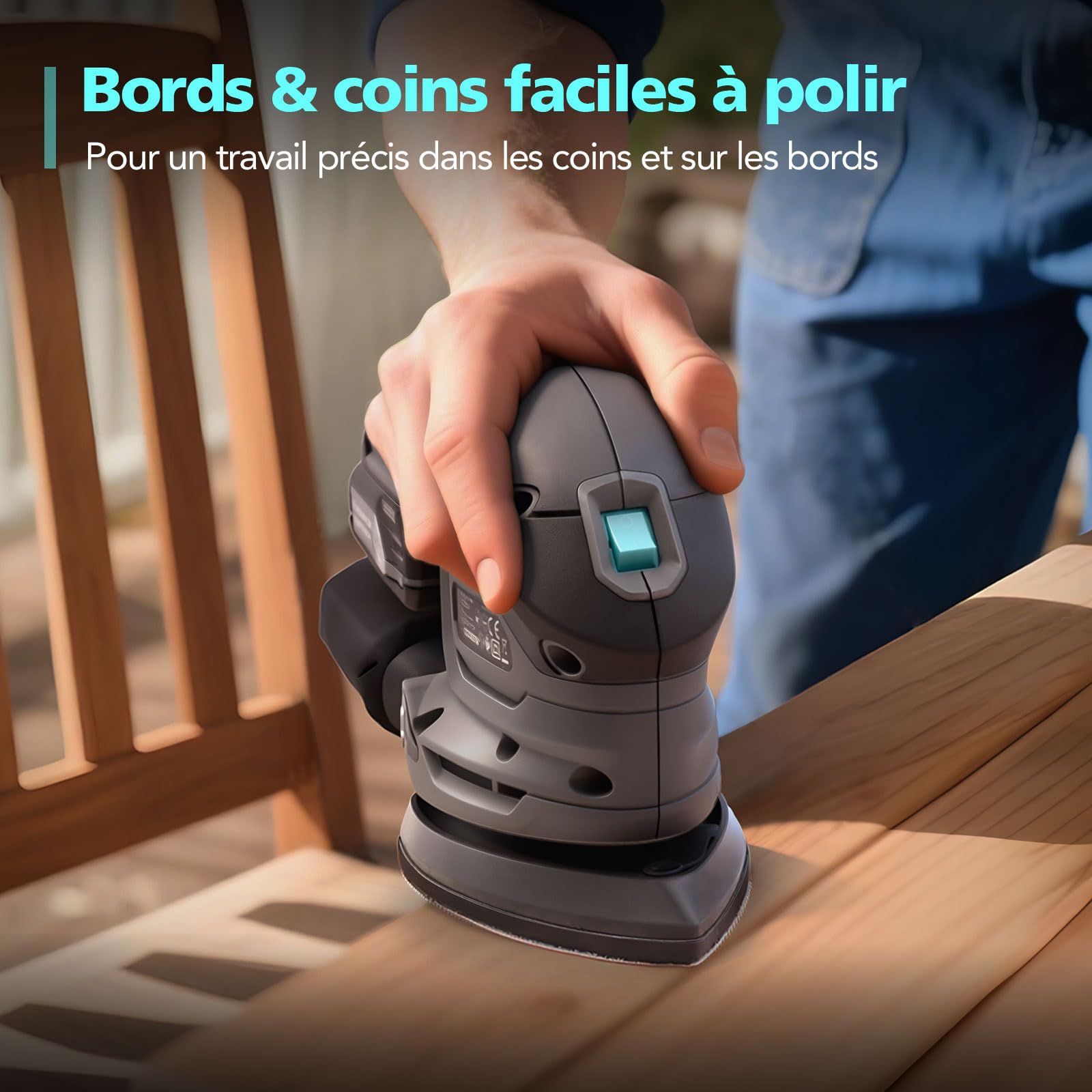 Ponceuse Triangulaire Sans Fil 20V, Mini Ponceuse Bois 12000 tr/min avec Sac à Poussière, 20 Feuilles Abrasives, Poignée Ergonomique, Batterie 2.0Ah et Chargeur Inclus,Ponceuse Murale