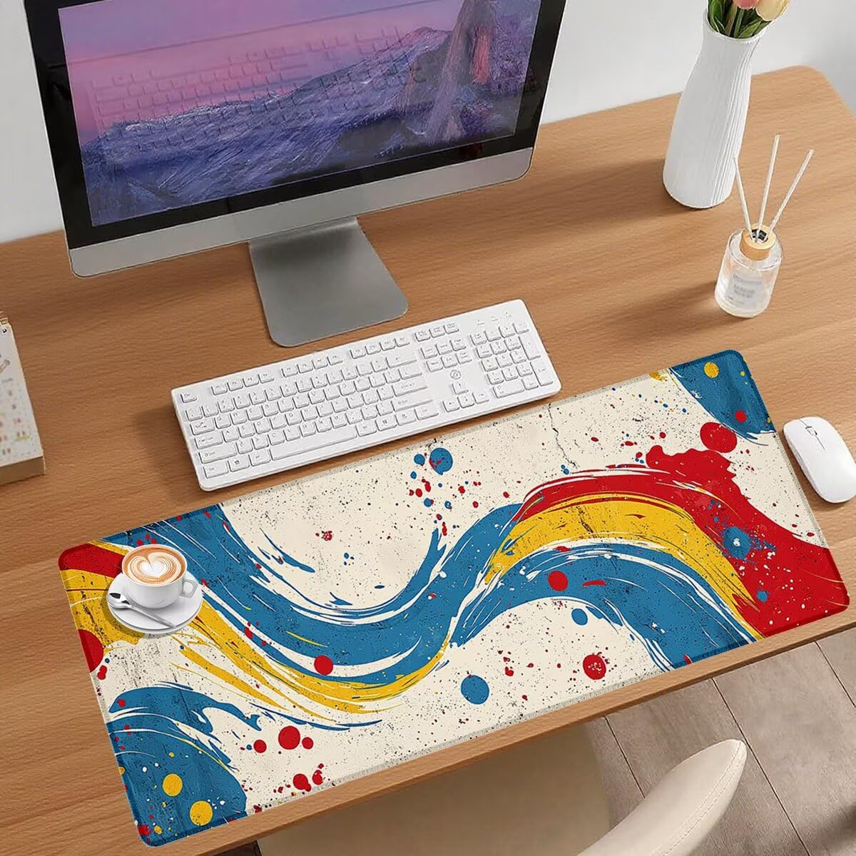 Podkładka pod mysz XXL 1200 x 600 mm retro abstrakcyjna podkładka pod mysz dla graczy wodoodporna podkładka pod mysz z gumową podstawą antypoślizgowa podkładka do gier na biurko podkładka pod mysz