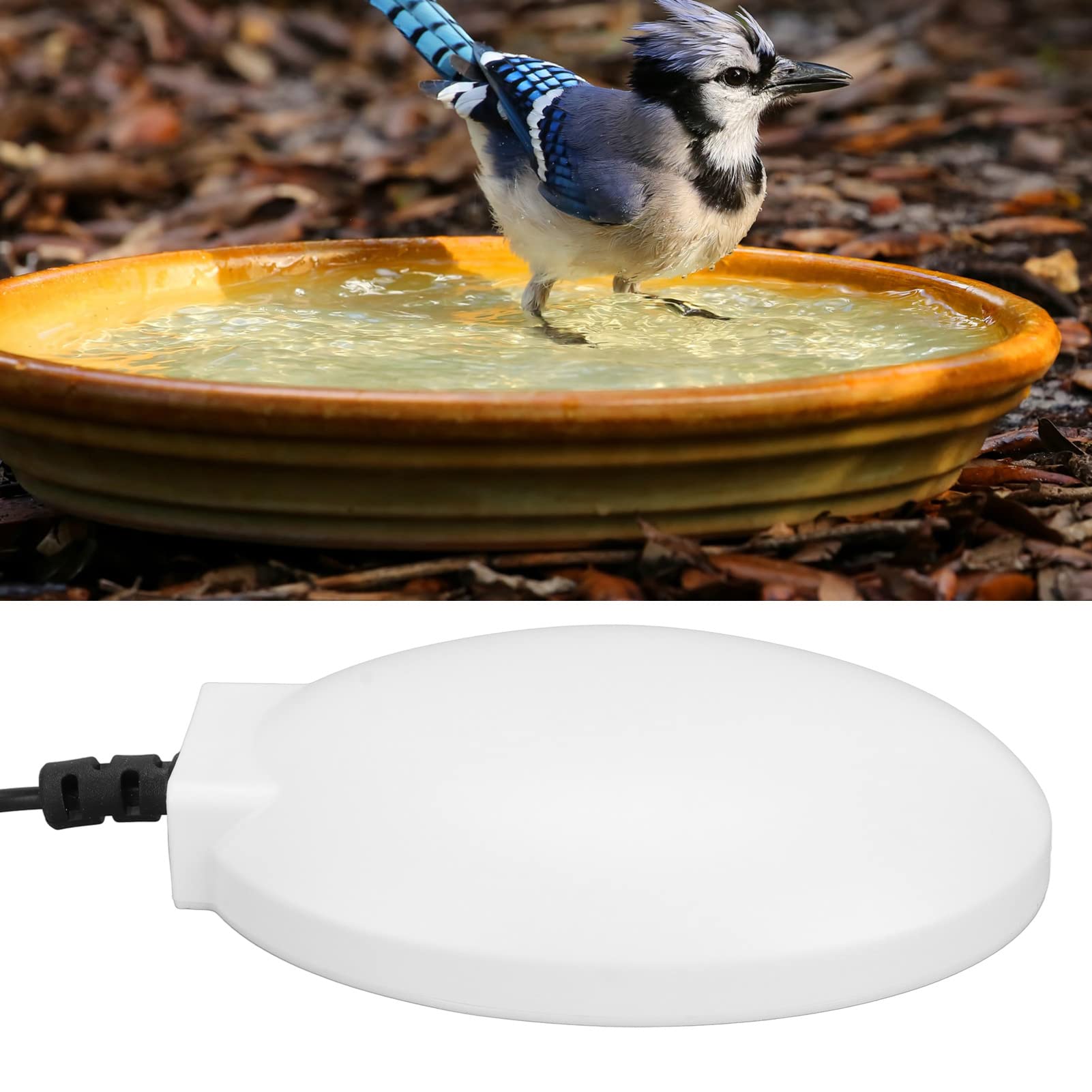 Vogelbad-Heizung, 35 ℃ Thermostatisch Gesteuerter Vogelbad-Enteiser für den Außenbereich Im Winter, USB-Plug-and-Play-Vogelbad-Warmwasserbereiter für Terrasse, Hof und Rasen