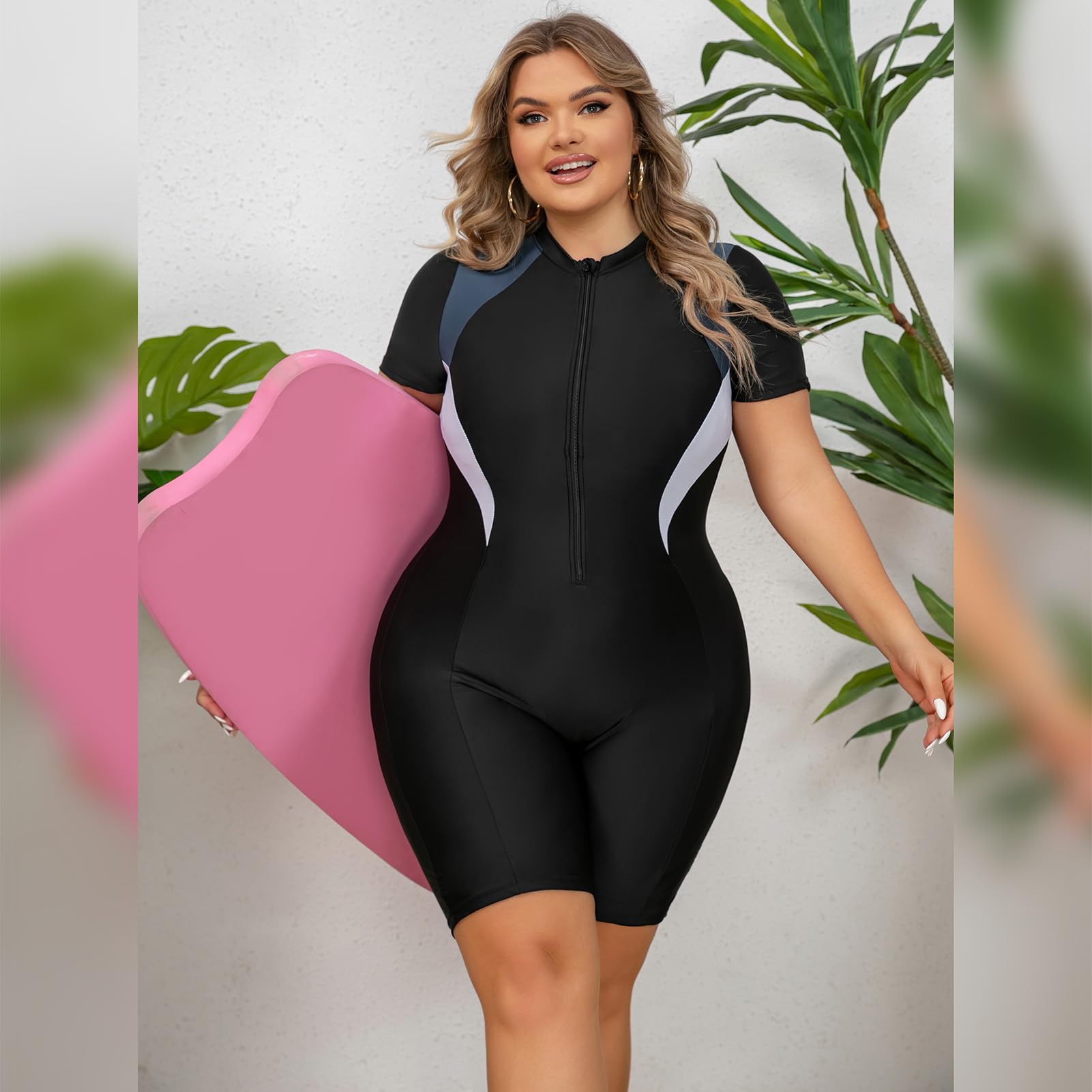Odizli Rashguard Maillot de bain court pour femme à manches courtes/sans manches Imprimé floral Maillot de bain Surf