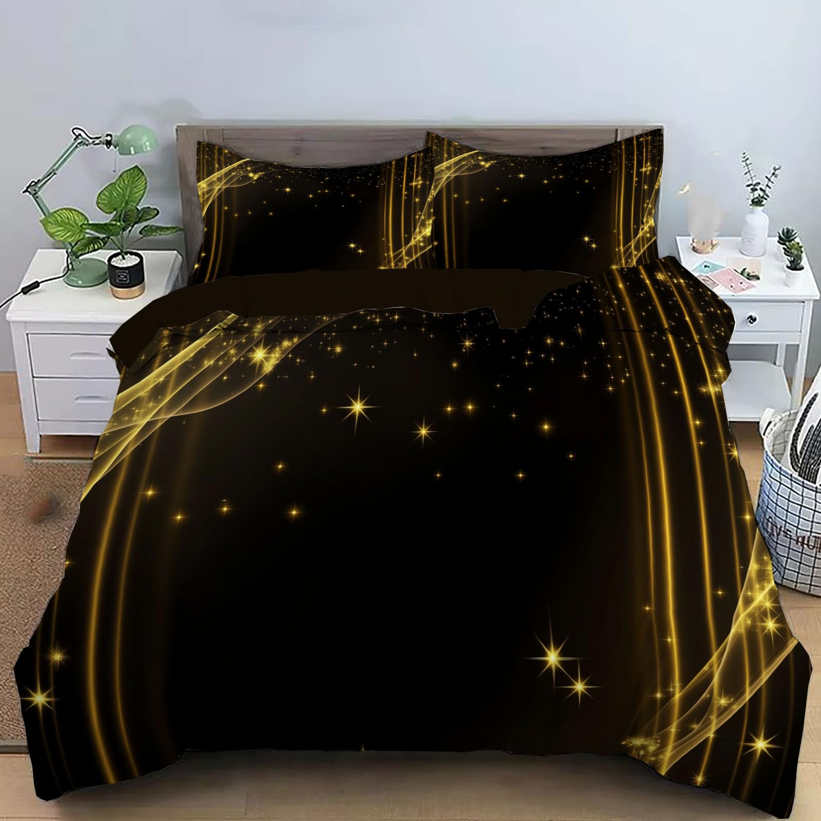 Housse de couette 3 pièces douce et respirante au design géométrique haut de gamme