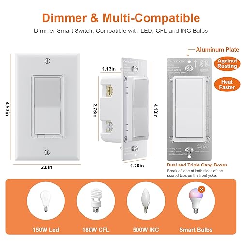 Miniatura 4 de Interruptor de luz inteligente WiFi de 3 víasun solo polo, necesita cable neutro, en la pared, no requiere concentrador, compatible con Alexa y
