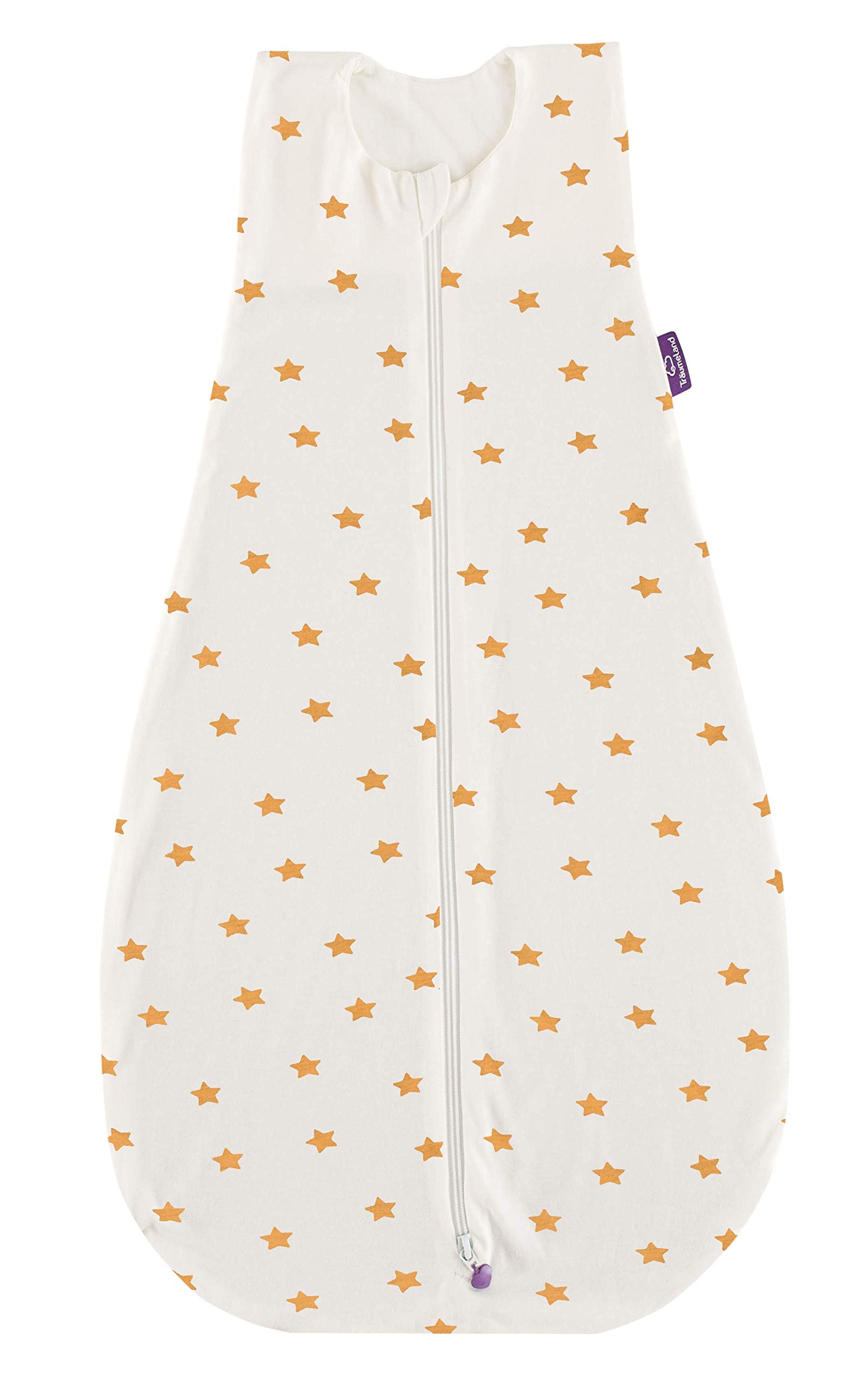 Träumeland S0300507 - Sacco a pelo estivo LIEBMICH Tencel, dimensioni 110 cm, design 'Bianco con stelle gialle': senza sbiancanti ottici, multicolore, 250 g