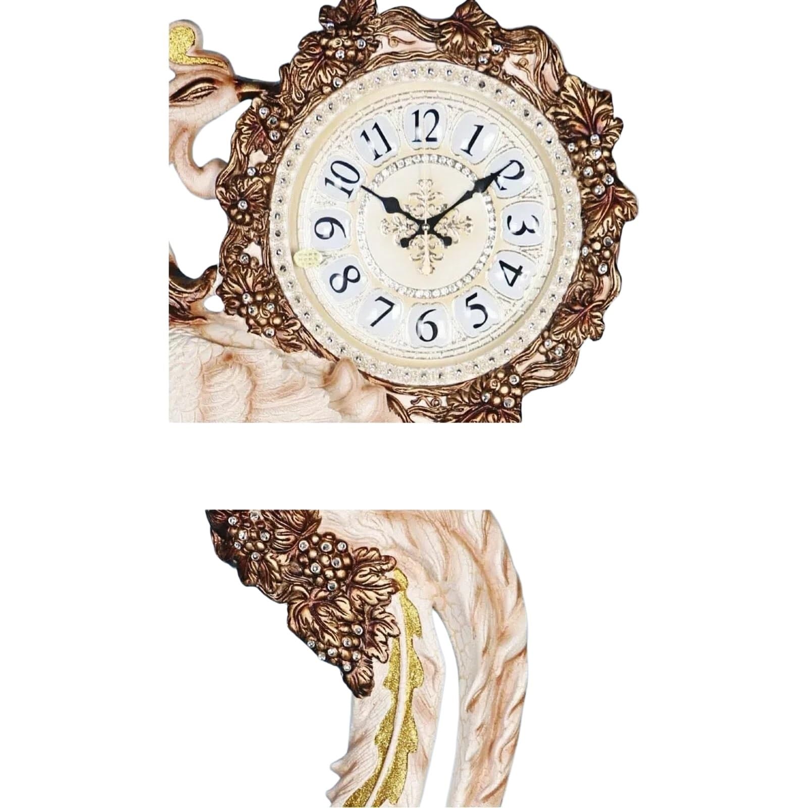 Decorativo Reloj de pie Movimiento silencioso cuarzo para la oficina | Estilo europeo tallado adornado(Gold)
