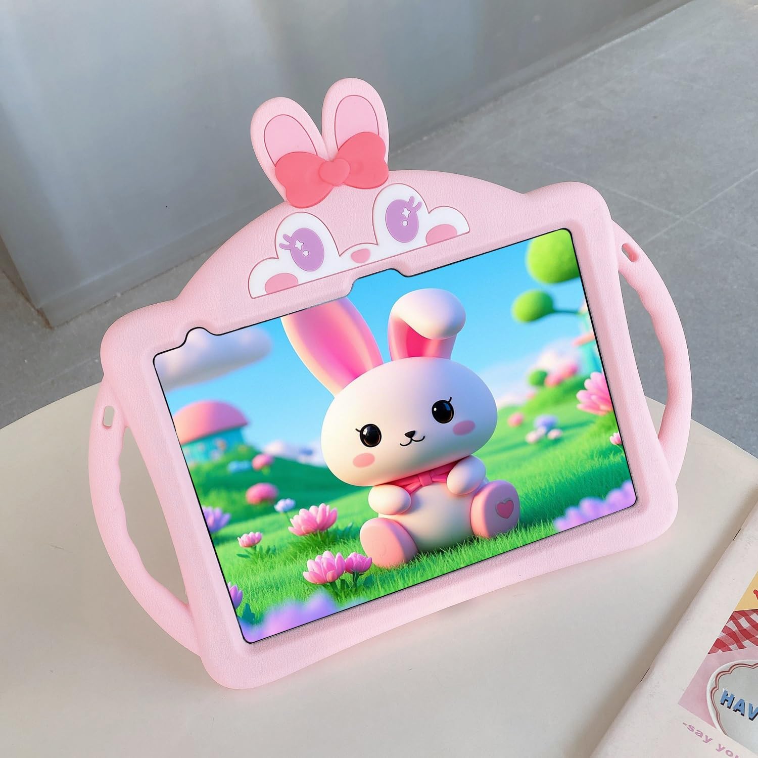 for iPad 10th Generation 10.9 Inch 2022 Case, iPad 11th (A16) Gen 11inch 2025 Tablet Cover - Cute Cartoon Character 3D Unique Design for Girls Women Soft Silicone Kickstand with Strap(Pink)