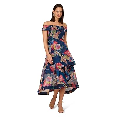 Adrianna Papell Floral Organza High Low Dress Women