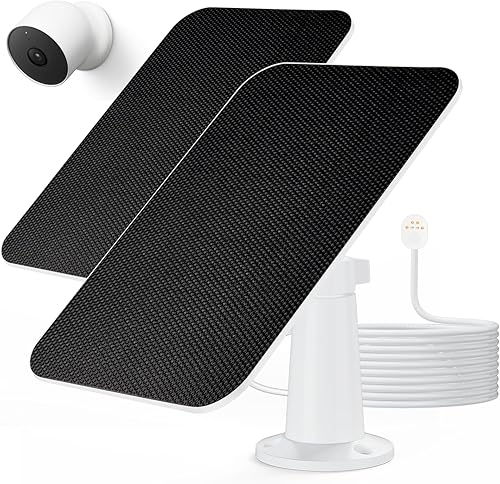 Cargador de panel solar compatible con Google Nest Cam para exteriores e interiores (versión de batería), cargador de panel solar Google Nest Cam de