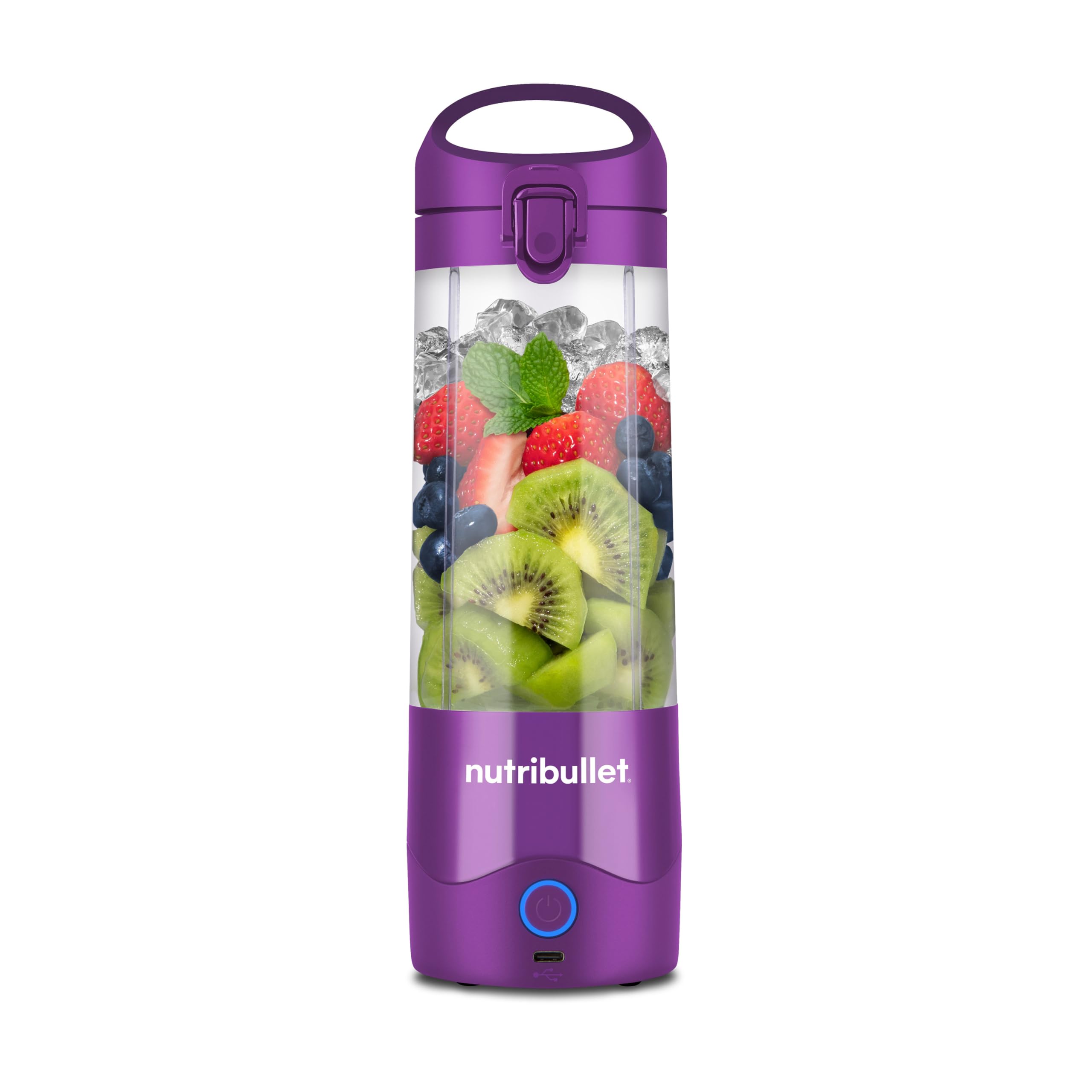 NutriBullet portable blender, blender portable, 475ml sans BPA, mini blender, blender multifonctions, chargeur USB-​C, plus de 15 cycles de mixage, Violet, NBP003PU