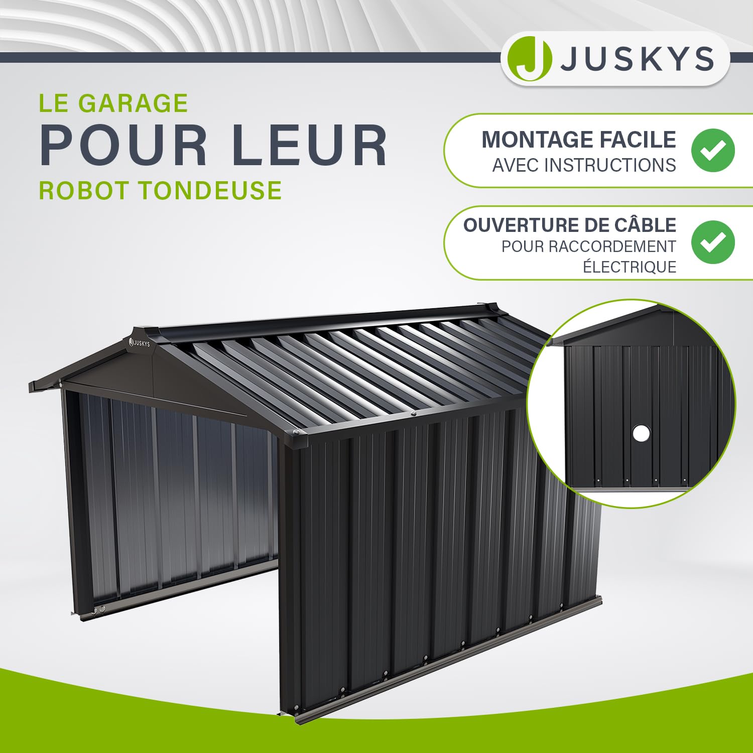 Juskys Garage en métal pour Tondeuse Robot, avec Toit à Deux pentes - 86 × 98 × 63 cm - Protection Contre Le Soleil et la Pluie pour tondeuses à Gazon - Anthracite - carport pour Tondeuse Robot