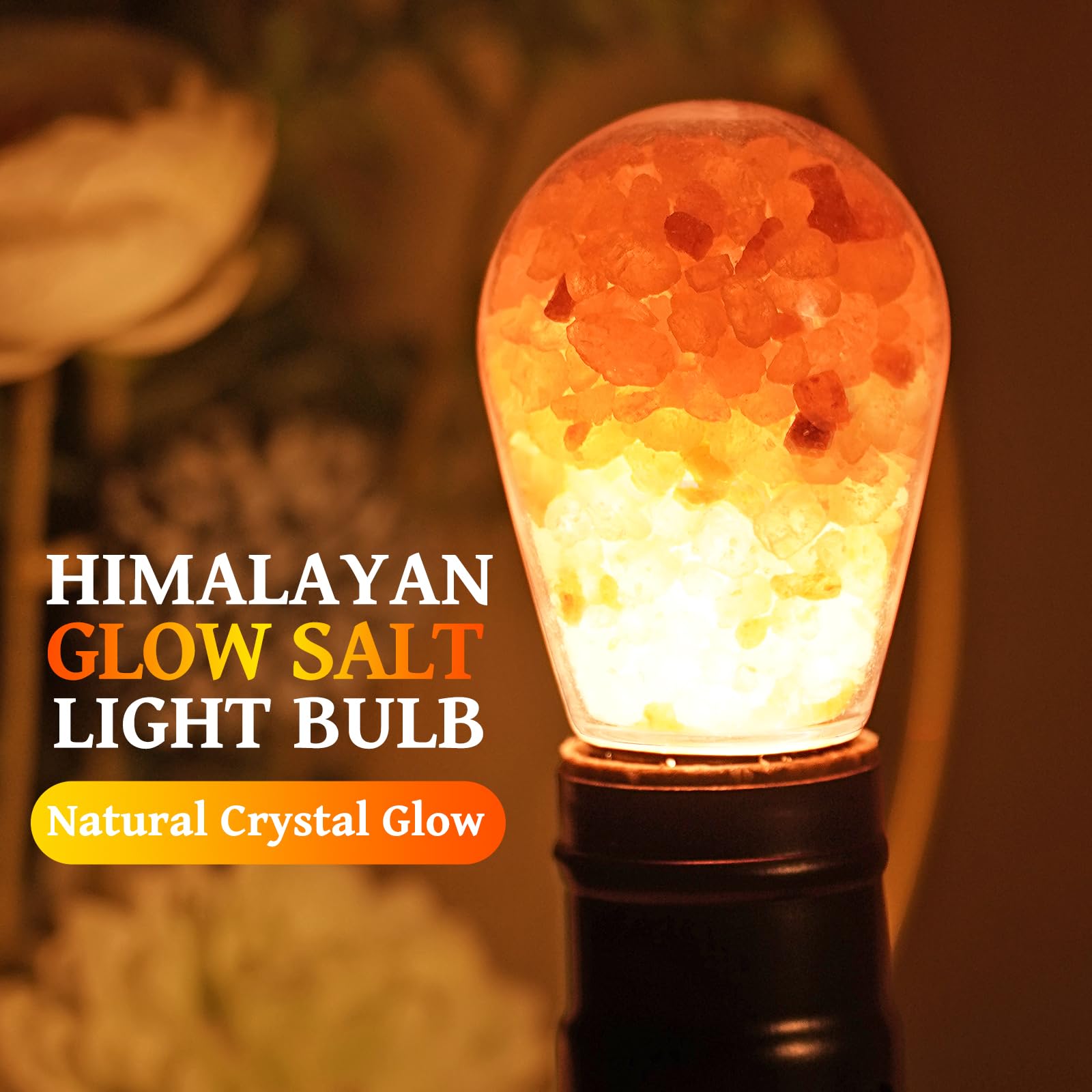 Luxvista E27 Table Lamp Base Industrial, Vintage Lamp with Himalayan Glow Salt Lamp Bulb - Image 3