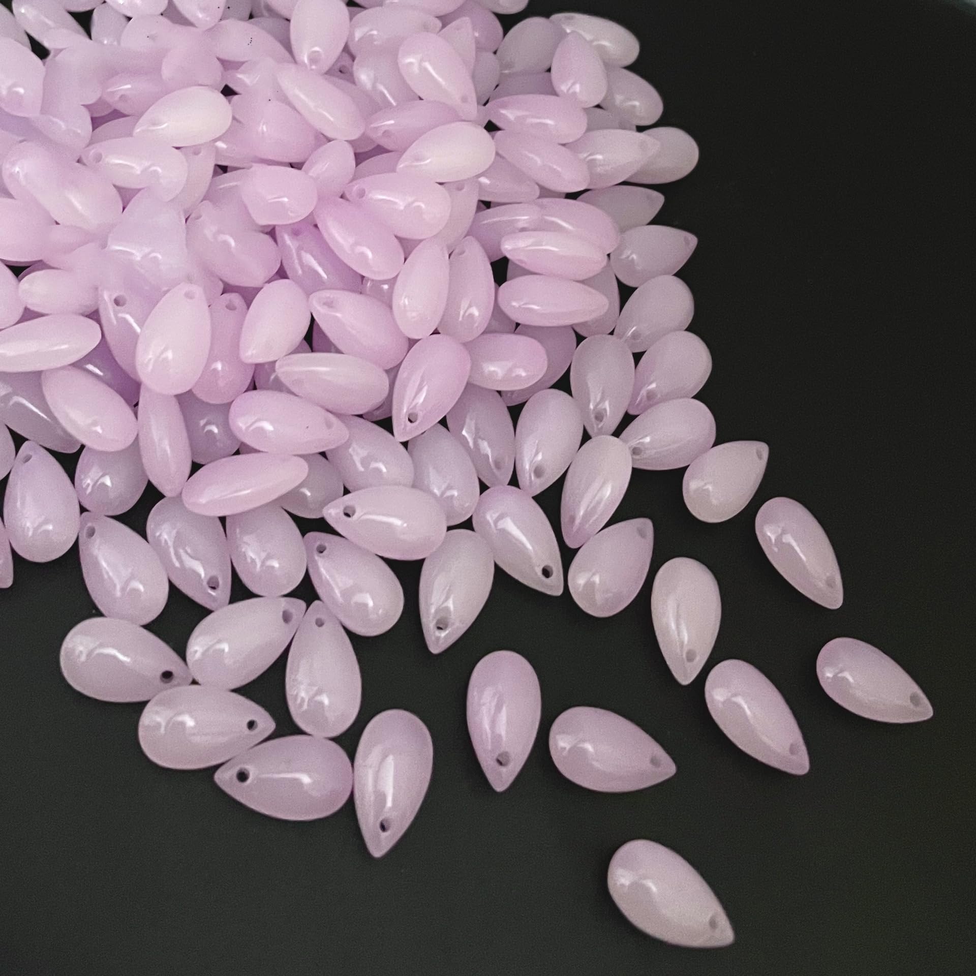50 Perles En Verre Forme Goutte D'eau - Lot De Perles à Enfiler 8x14mm Pour Bijoux DIY