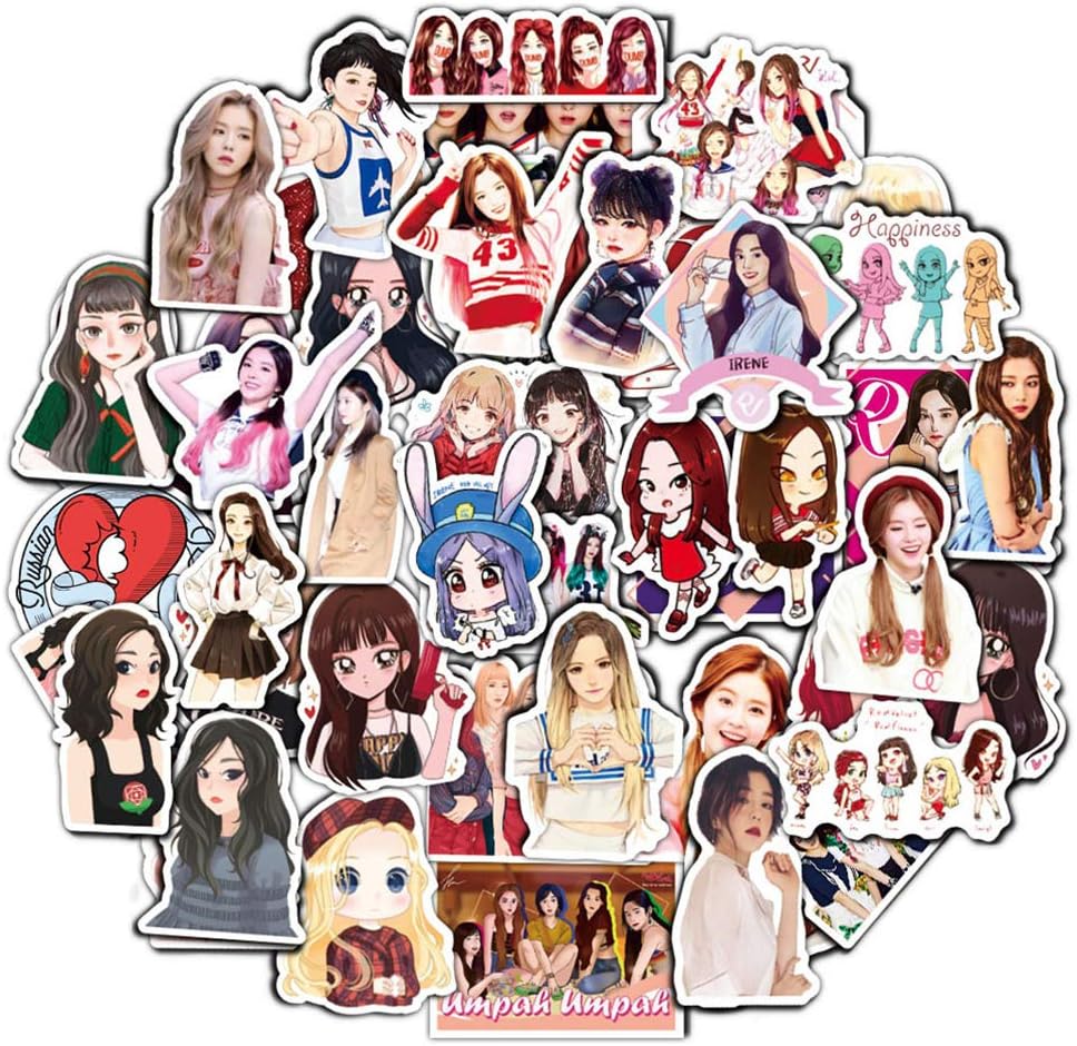 Red Velvet Stickers for Laptop 50pcs Cute Kpop Singer Water Bottles Phone Journal Luggage Notebook Scrapbook Guitar Bike Waterproof Decals