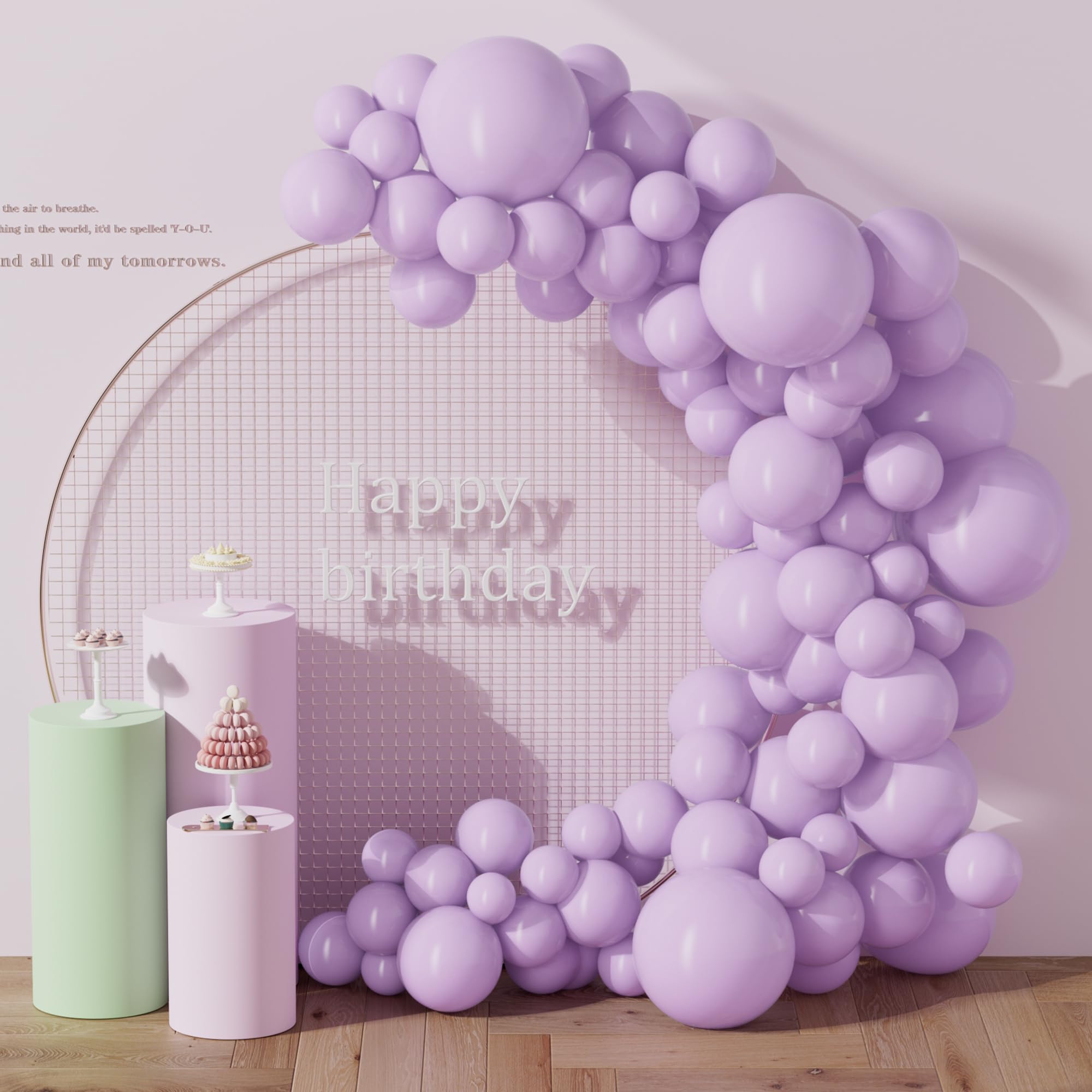 DECOCKRAT 130PCS PastelPurple Balloons, Latex Balloons Different Sizes 18/12/10/5 In, Helium Balloon with Ribbon, Party Balloon Set for Birthday