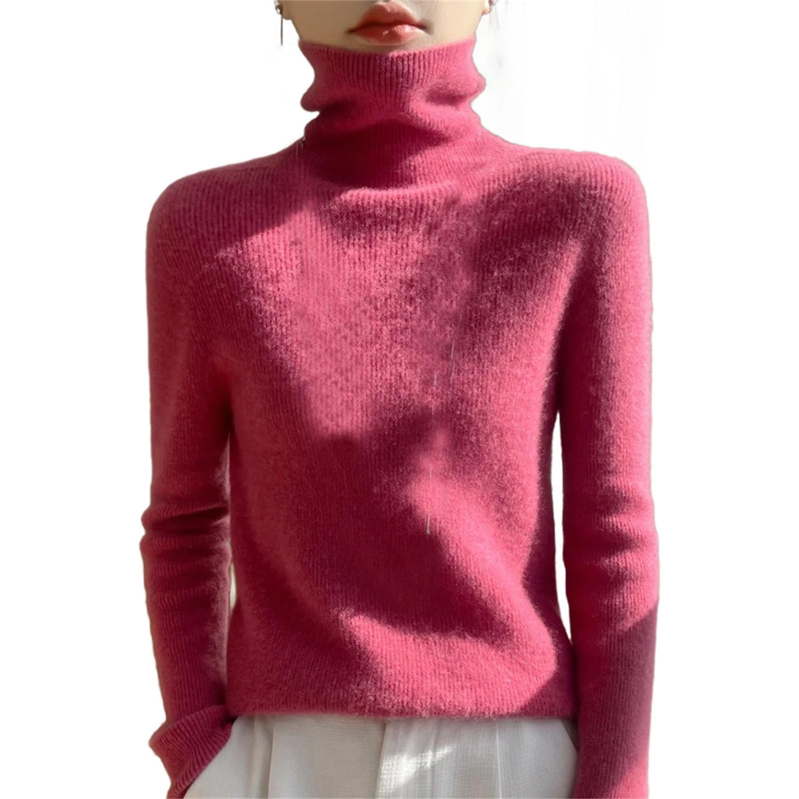 Cashmere Sweater Womens Solid Turtleneck Casual