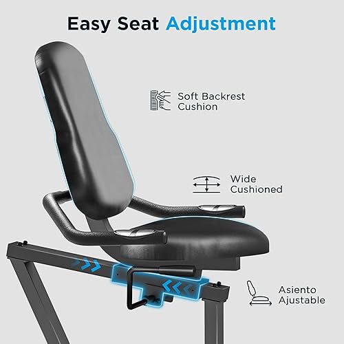 Miniatura 6 de JLL Smart Cross Trainer Bicicleta estática reclinada con ejercitadores de brazos, máquina estacionaria de resistencia magnética de 8 niveles, LCD,