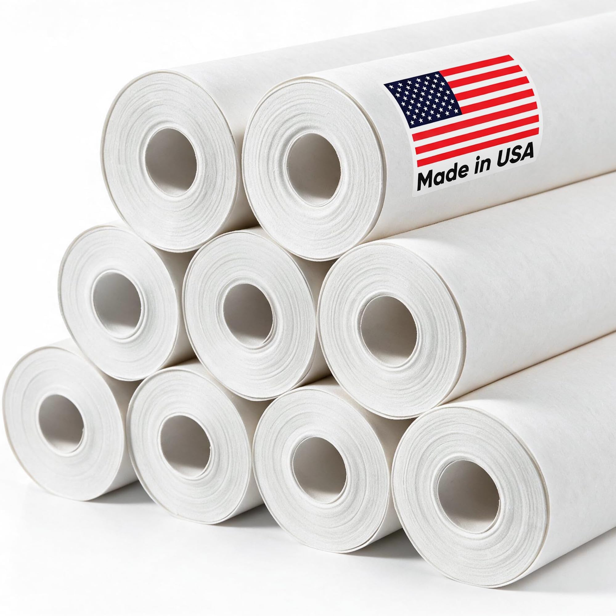 24" x 1200" (100 ft) White Kraft Paper (Case of 9 Rolls), Made in USA