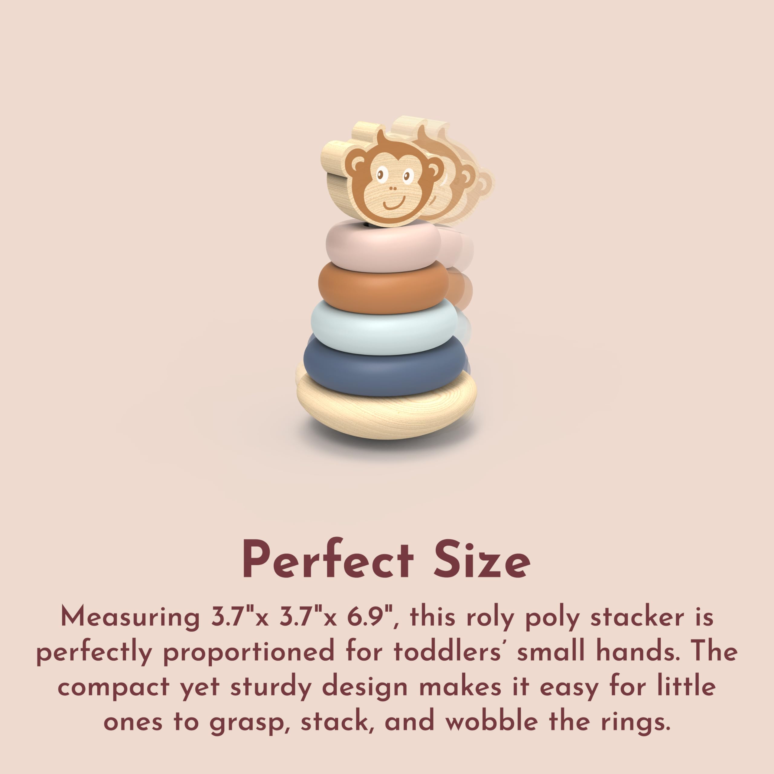 SPEEDY MONKEY Roly Poly Stacking Toys - Giocattoli impilabili in legno di alta qualità, atossici, per bambini da 6 a 12 mesi, regali colorati ed educativi per bambini, per genitori, mamme e amici
