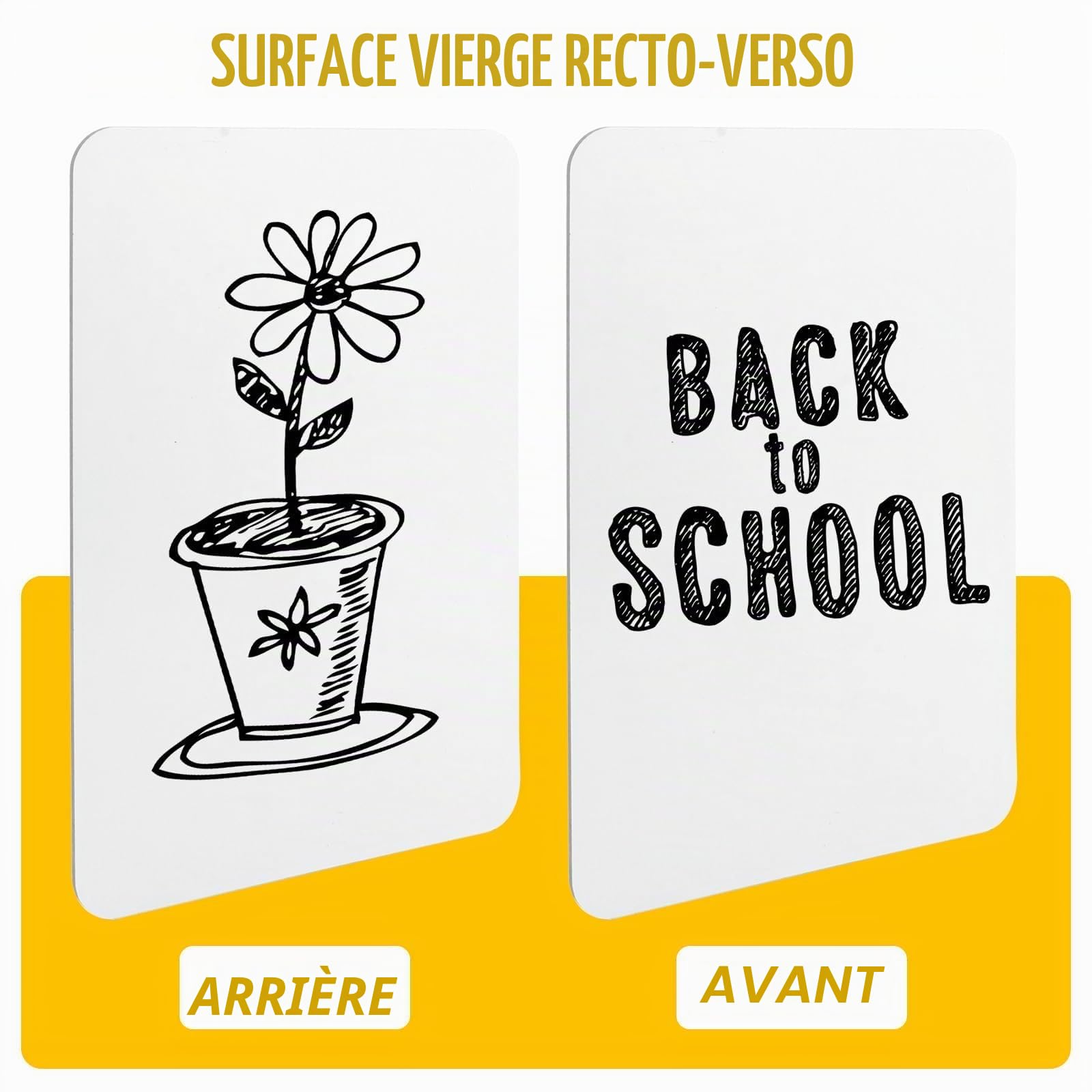 Lot de 10 petits tableaux blancs - 21 x 29,7 cm - Format A4 - Portable - Double face - Avec 12 gommes - Pour salle de classe, maison, bureau