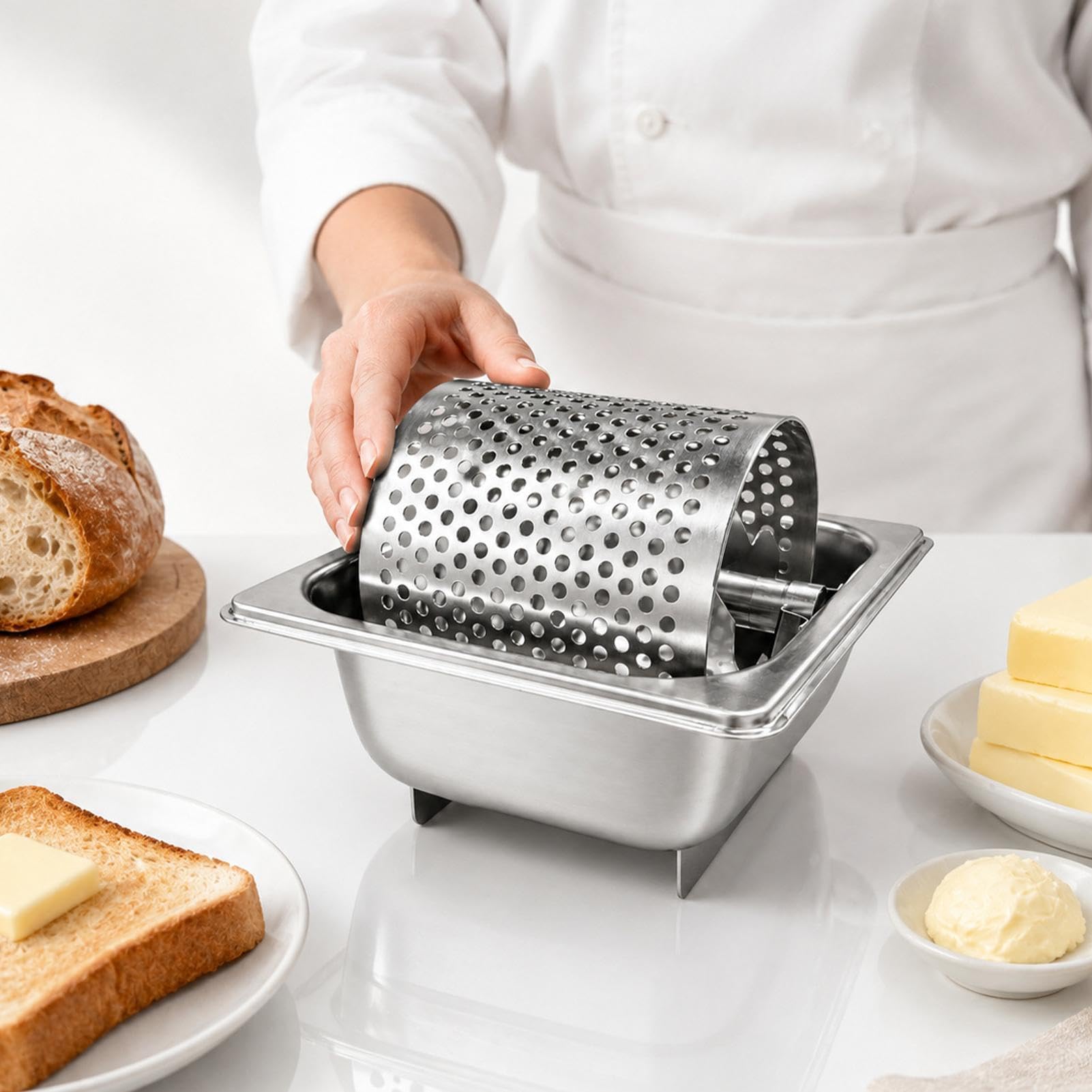 Sandwichs Rouleau à beurre Passe au lave-vaisselle Acier inoxydable amovible | Cuisine Cuisson Pain Roue à Beurre pour Toast Sandwiches Hamburgers Camping Jardin Barbecue Grill Cuisine Restaurant