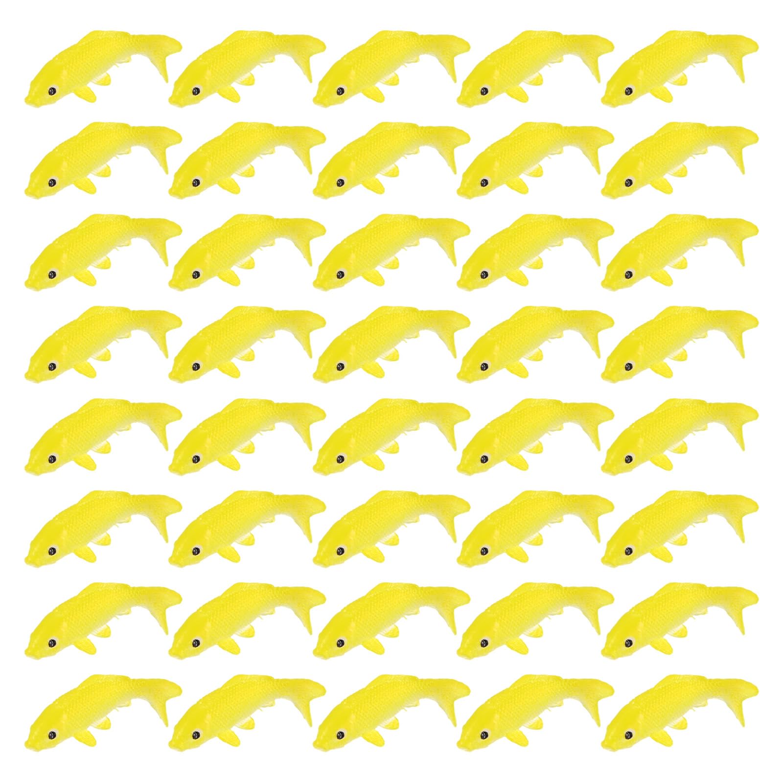 M METERXITY 40-Pack Mini Koi Fish Figurines, 0.87 Inch PVC Miniature Fake Goldfish Ornament for Fairy/Garden/Aquarium/Landscape Decor, Tiny Carps Supplies [Yellow]