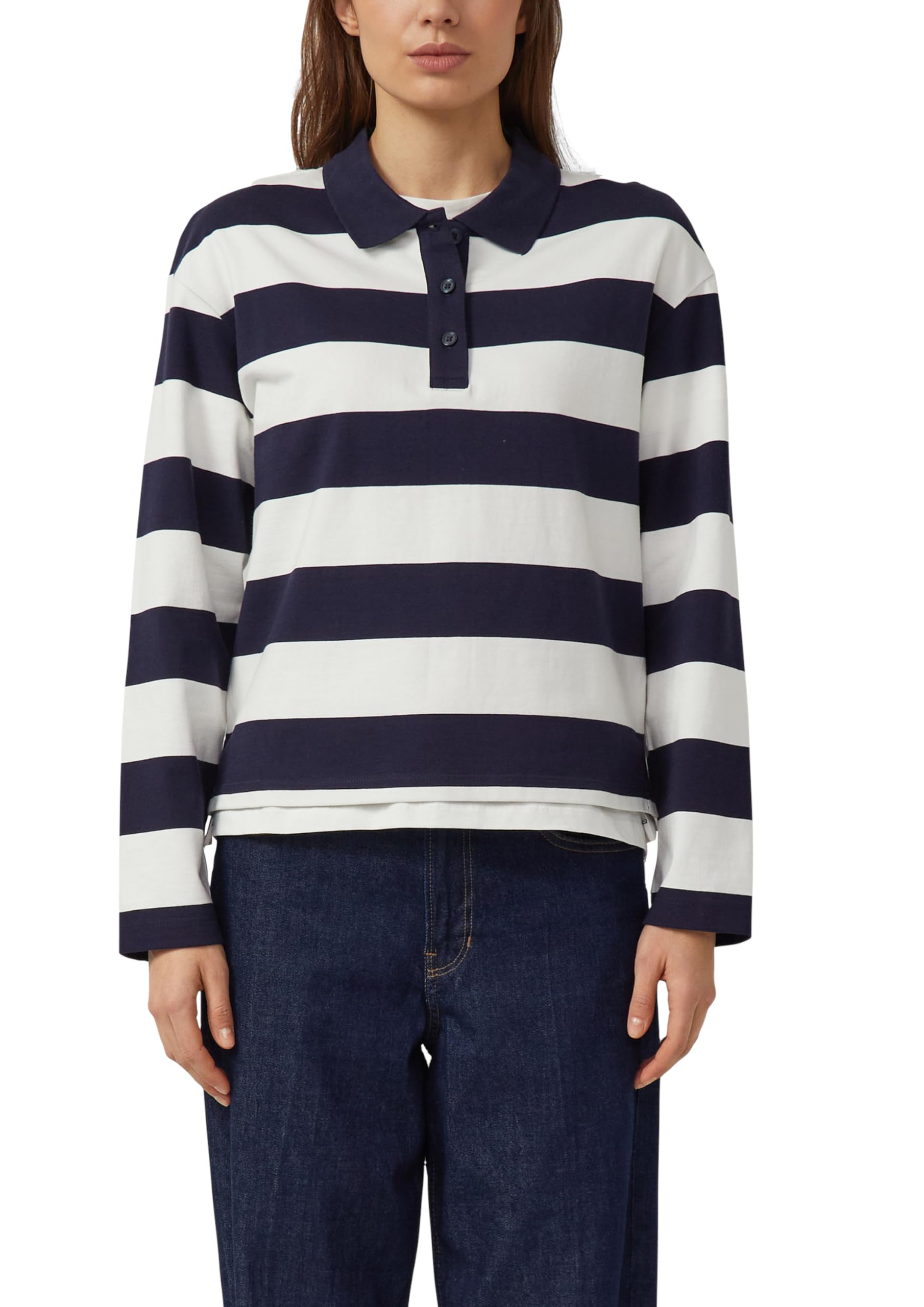 s.Oliver Gestreiftes Sweatshirt mit Polokragen