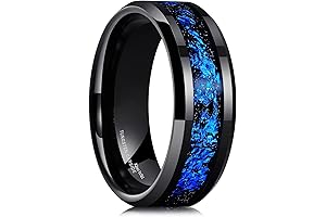 Nature Men's 8mm Black/Silver Tungsten Carbide Wedding Ring with Black and Gold...